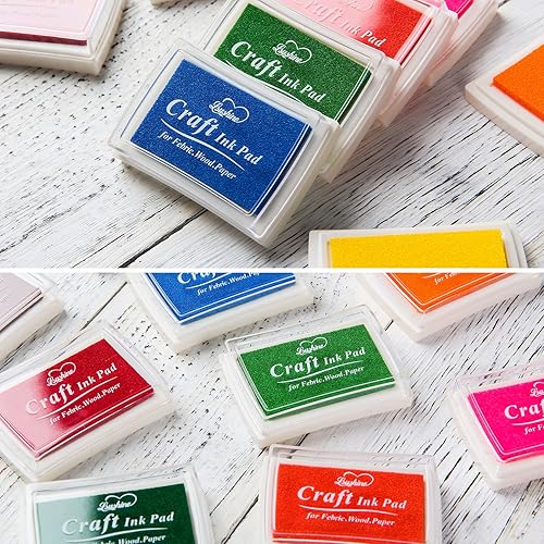 Miniatura 5 de Almohadillas de tinta Lsunshine Craft sellos para bricolaje, 15 colores, para papel, madera, tela (paquete de 15)