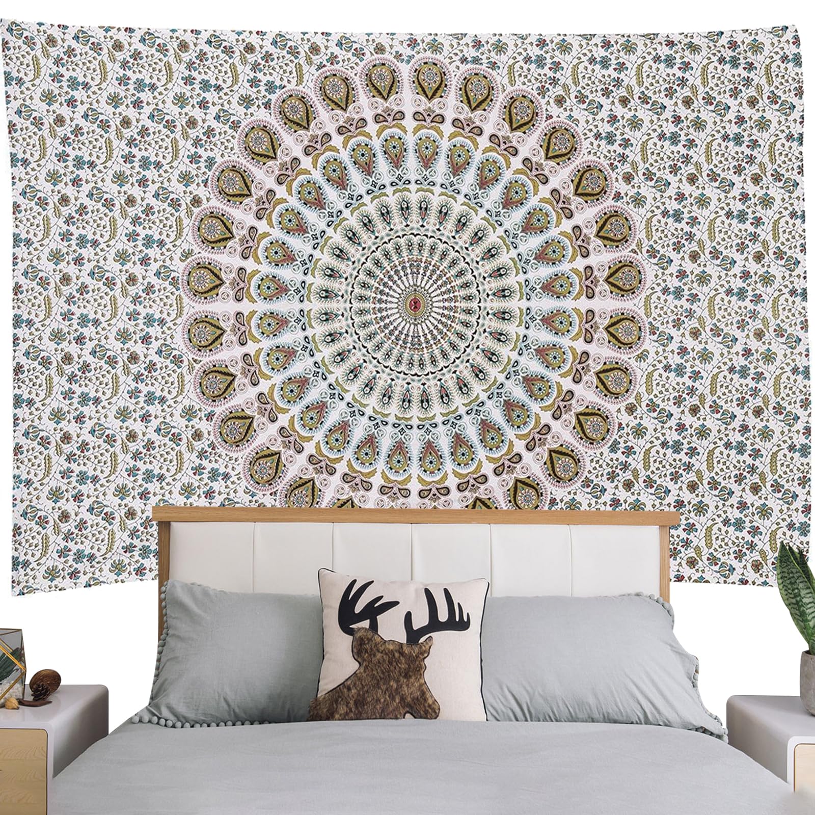 TYXHXTF Tapiz Mandala, Bohemio Tapices Hippie para Pared Decorativo, Ideal como Manta de Pícnic para Playa y Alfombra Ligera de Yoga o Acampada, 150x130 cm