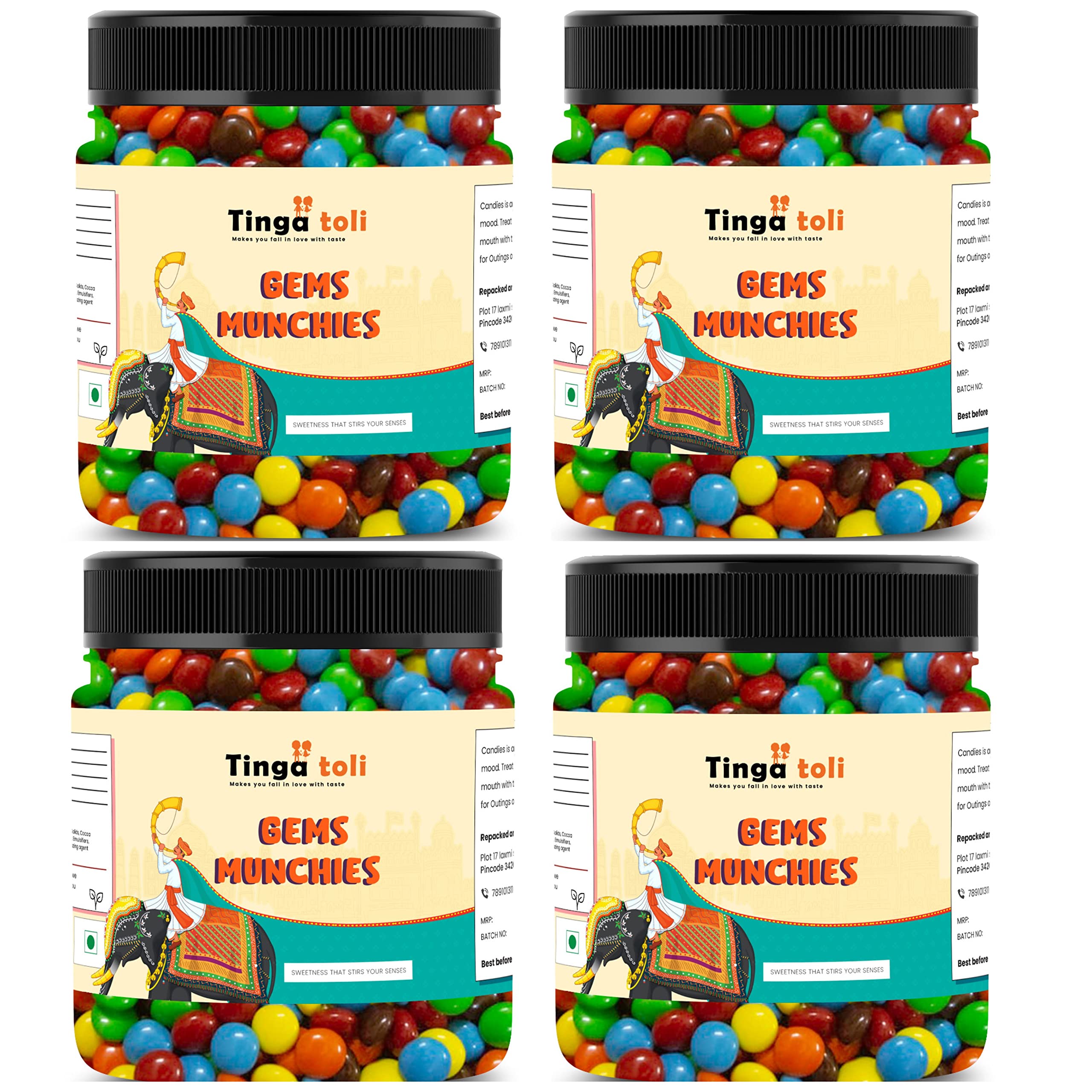 TINGA TOLI Gems Munchies Chocolate Truffles Pack of 4 of 300 Grams Total 1200 Grams Gems Chocolate for Cake Decoration Chocolate Buttons Truffles Colourful Gems Chocolate [Jar Pack] (B0BSXR42S4) Amazon Price History, Amazon Price Tracker