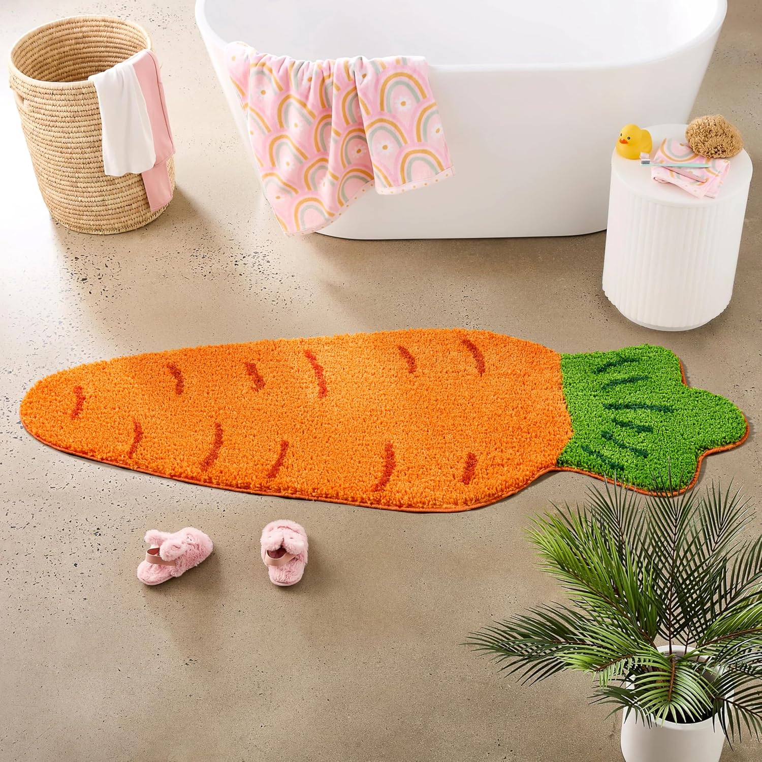 Estmy Cute Carrot Nursery Rug Washable, Whimsical Farmhouse Aesthetic Kids Bedroom Dorm Runner Carpet, Funky Vintage Fun Vegetable Easter Non Slip 2x5 Throw Area Rugs for Kitchen Bathroom Entryway