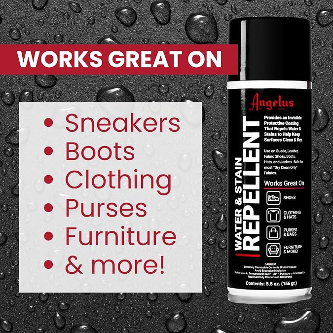 Angelus Water & Stain Repellent Spray - Waterproof Protection for Leather, Suede, Gore-Tex, and Fabric - Shoe & Sneaker Protector, Easy Aerosol Application (6 oz)
