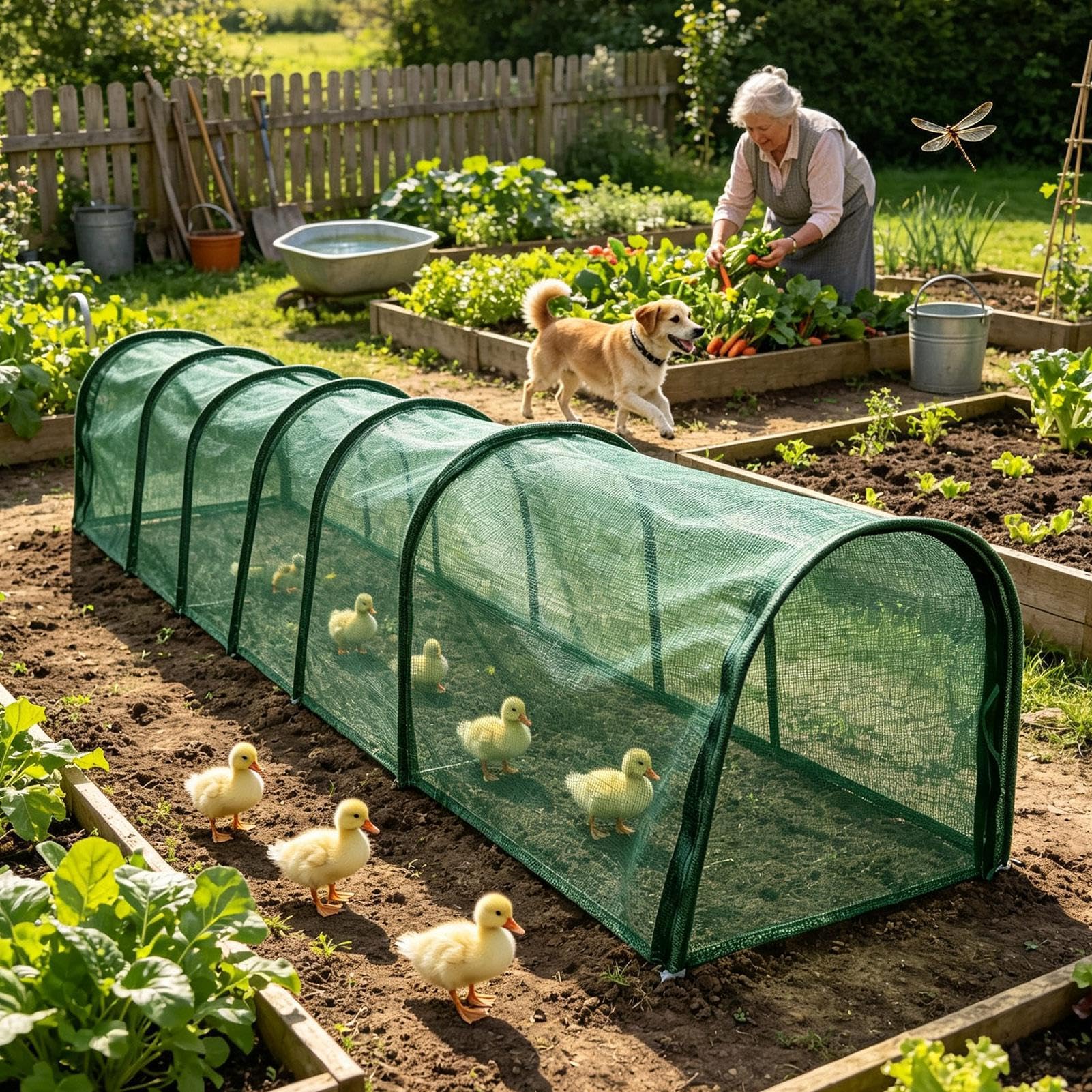 Gallinero Con Corral Con Malla Solar Y Recinto Nylon Largo Portátil | Túneles de Corral al Aire Libre para Aves Para Aves de Corral, Patos, Conejos, Pájaros, Interior, Exterior, Jardín, Granja,