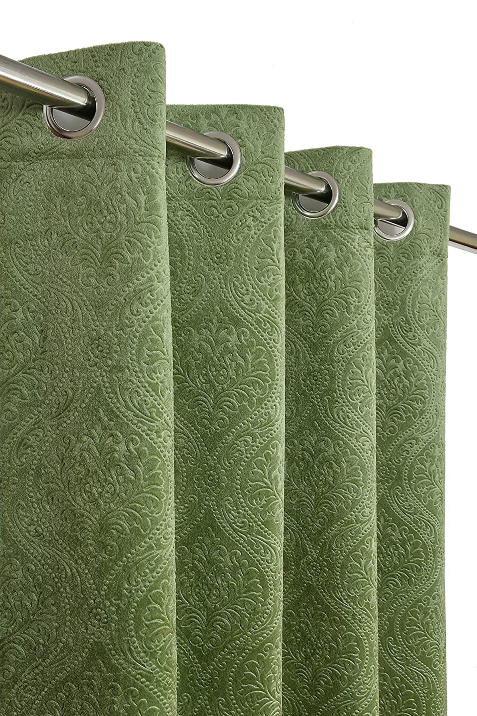 HOME UTSAV Premium 3 Piece Velvet Punching Emboss Floral Room Darkening Curtains for Door 7 Feet, Green (3 Piece, Green, Door 7 Feet) (B09RFZY2C7) Amazon Price History, Amazon Price Tracker
