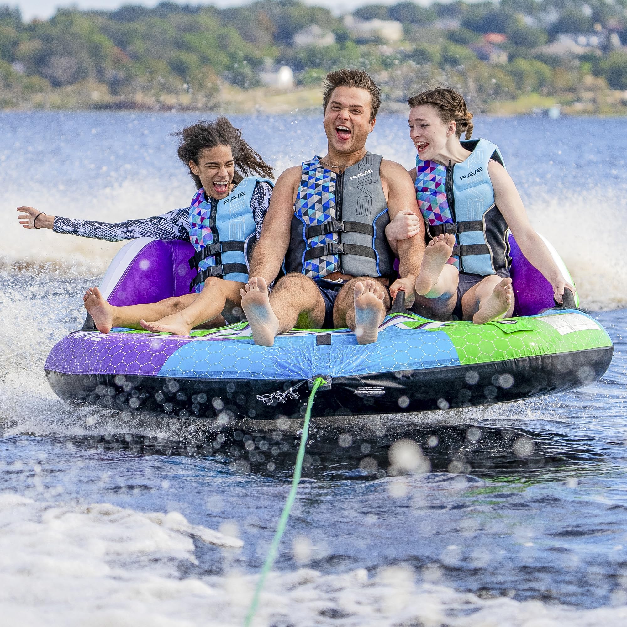 Rave Sport Hyper 3 Inflatable Boat Towable Tube, 3 Person Rider