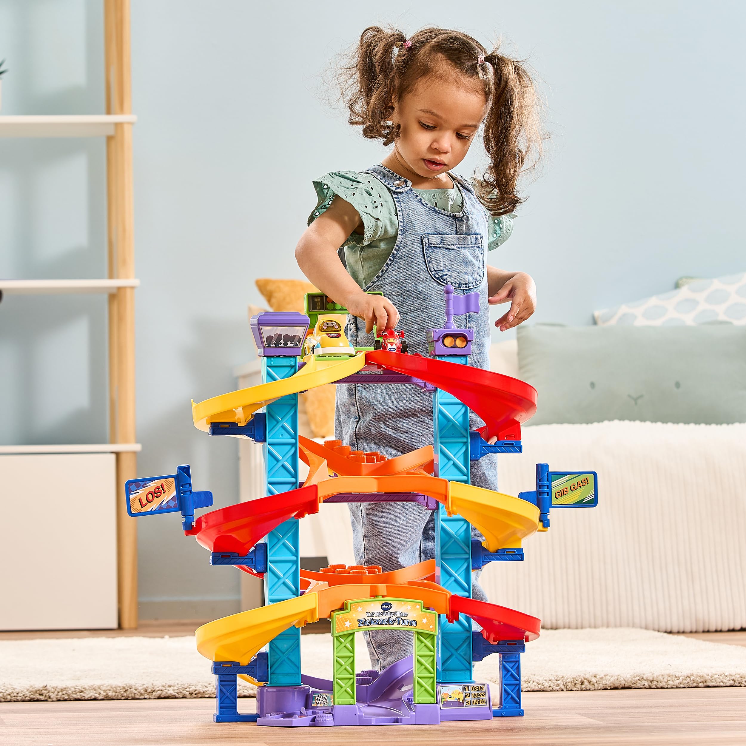 VTech Baby Tut Tut Baby Flitzer - wieża zygzakowa – interaktywny zestaw do zabawy z samochodem wyścigowym, muzyką, ekscytującymi zdaniami i dźwiękami – dla dzieci w wieku 1-5 lat