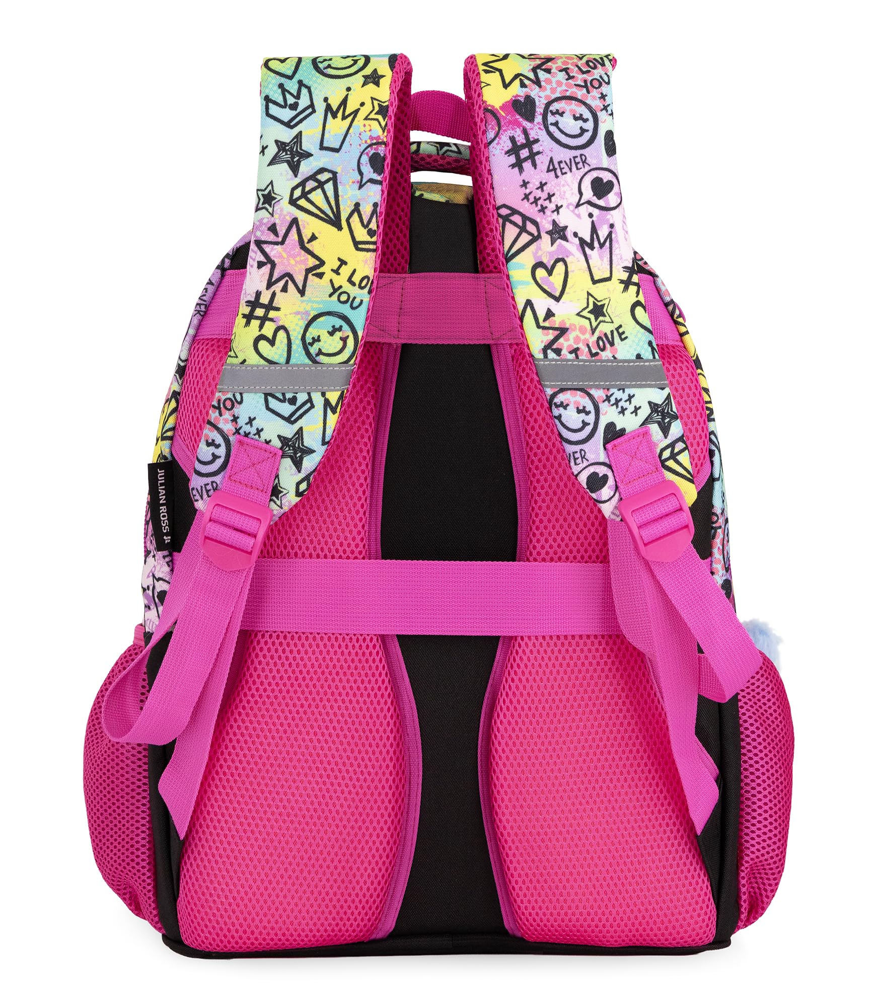 Pack Escolar Niña Primaria - Mochila Ergonómica Gran Capacidad 43x33x20 cm y Estuche 3 Cremalleras Completo (46 Piezas) - Diseño "Shiny Mood" con Llavero Pompón (6-10 Años)