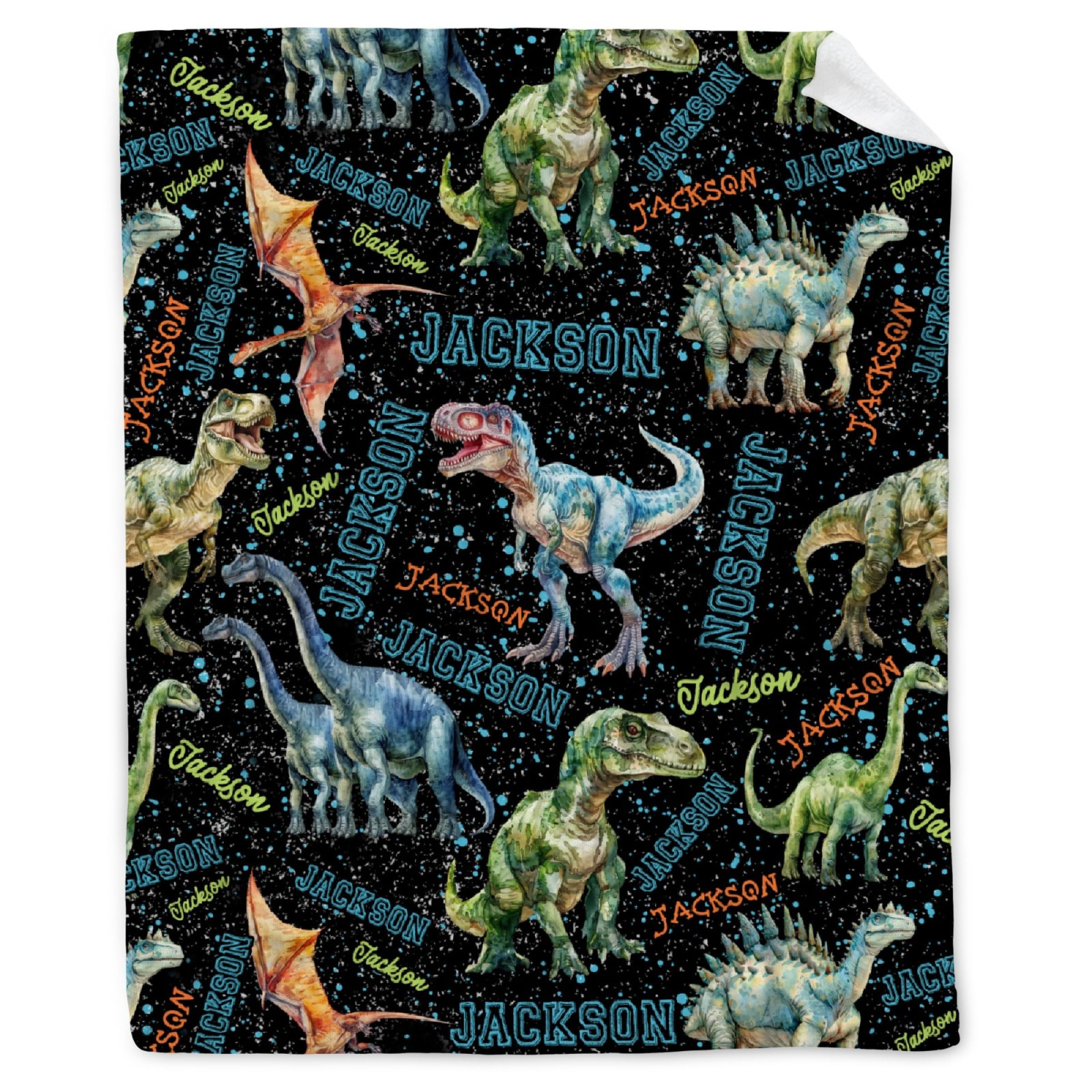 Personalized Dinosaurs Blanket Gift for Boy Girl,Custom Dinosaur Blanket