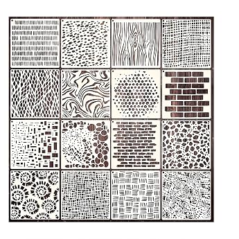 16 Reusable Painting Stencils - Wooden Texture Stencils for Wall Design Textile Design and DIY Projects Geometric Painting Stencils for Wall Design