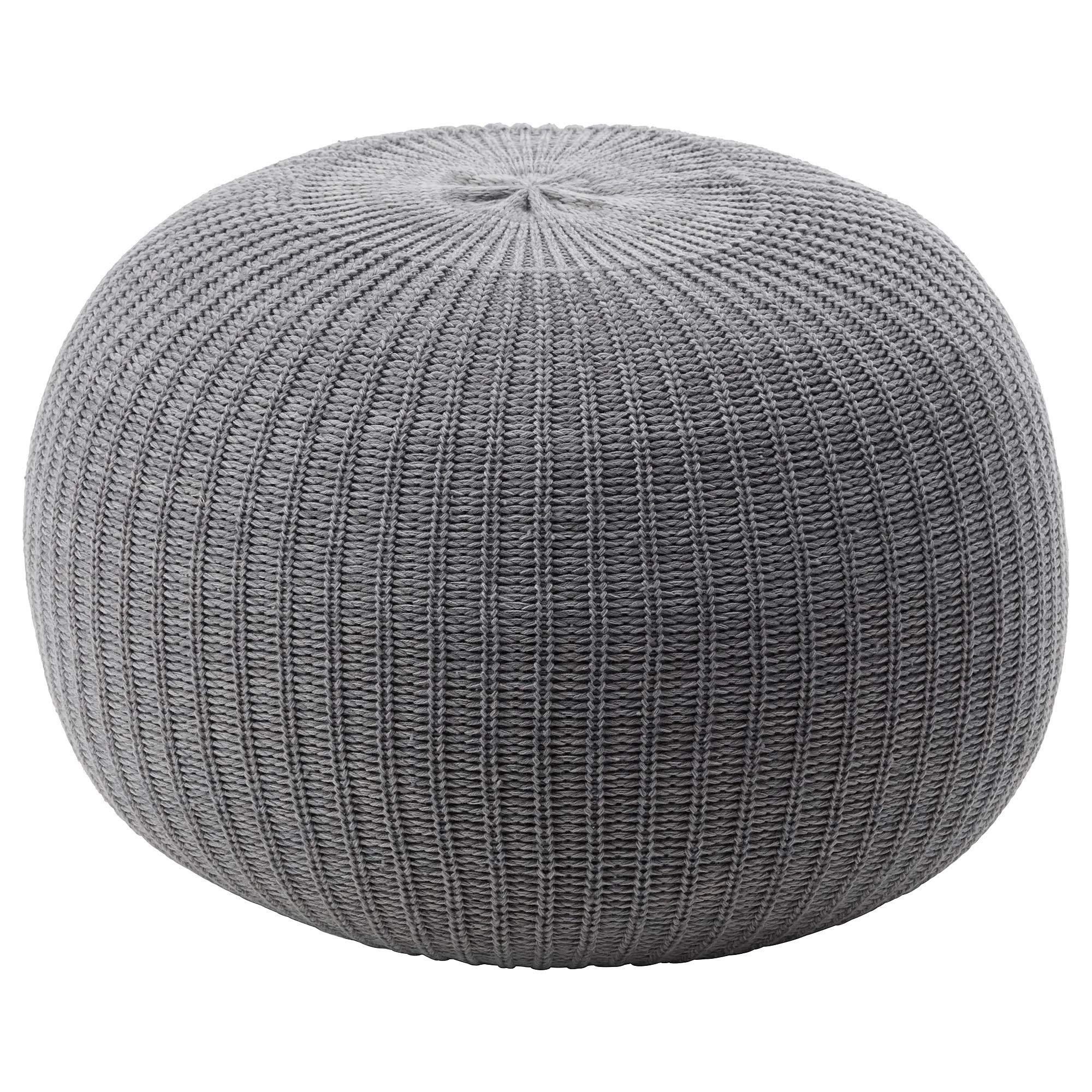 Pouf gris de 56 cm de diamètre et 41 cm de hauteur pour salon