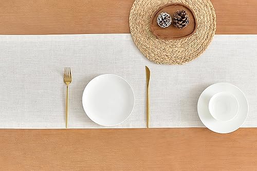 Miniatura 2 de Wracra Camino de mesa estilo lino, camino de mesa rústico de 72 pulgadas de largo, camino de mesa hecho a mano para otoño, invierno, uso diario y