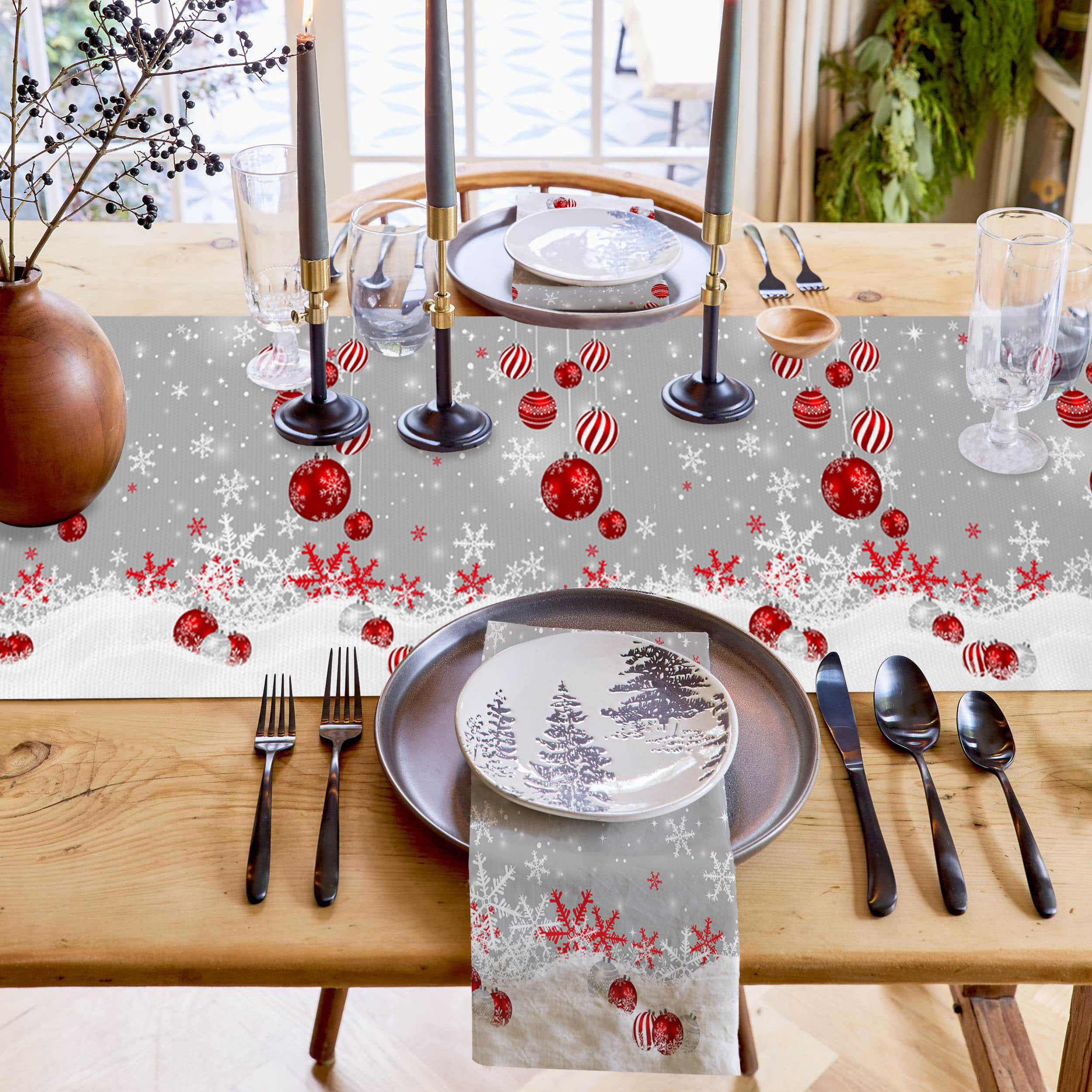 Red And Silver Christmas Table Decorations Classic Red And White