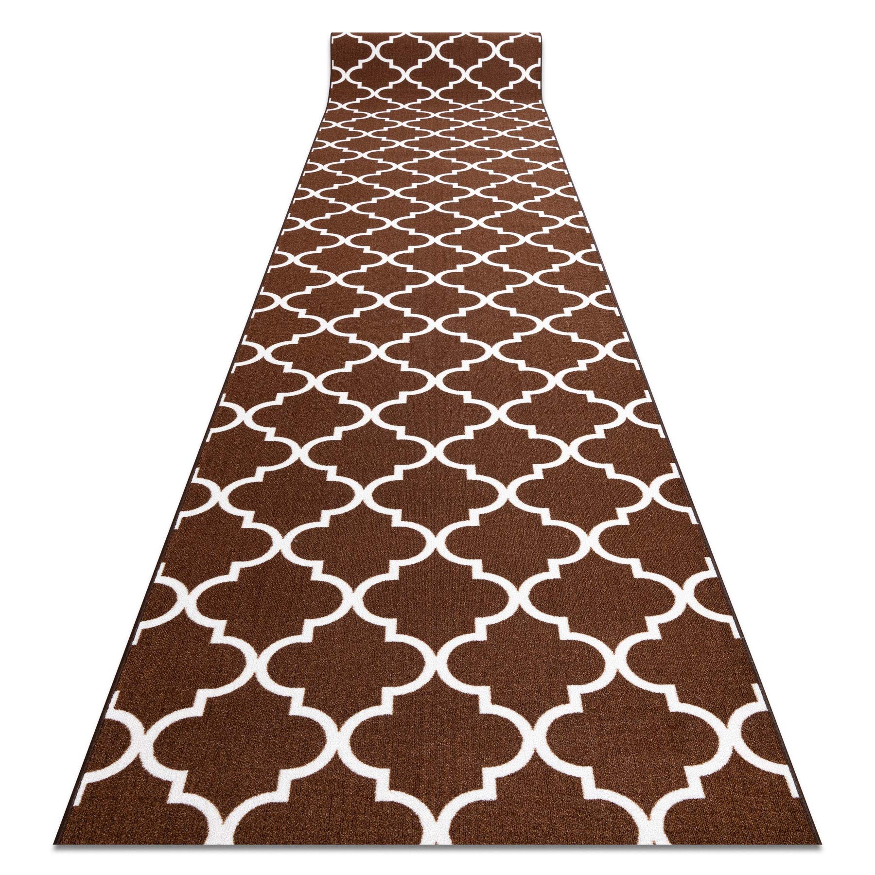 rugsx Nowoczesny, niedrogi antypoślizgowy chodnik do kuchni, korytarza, salonu, trwały, brązowy, 133 x 390 cm