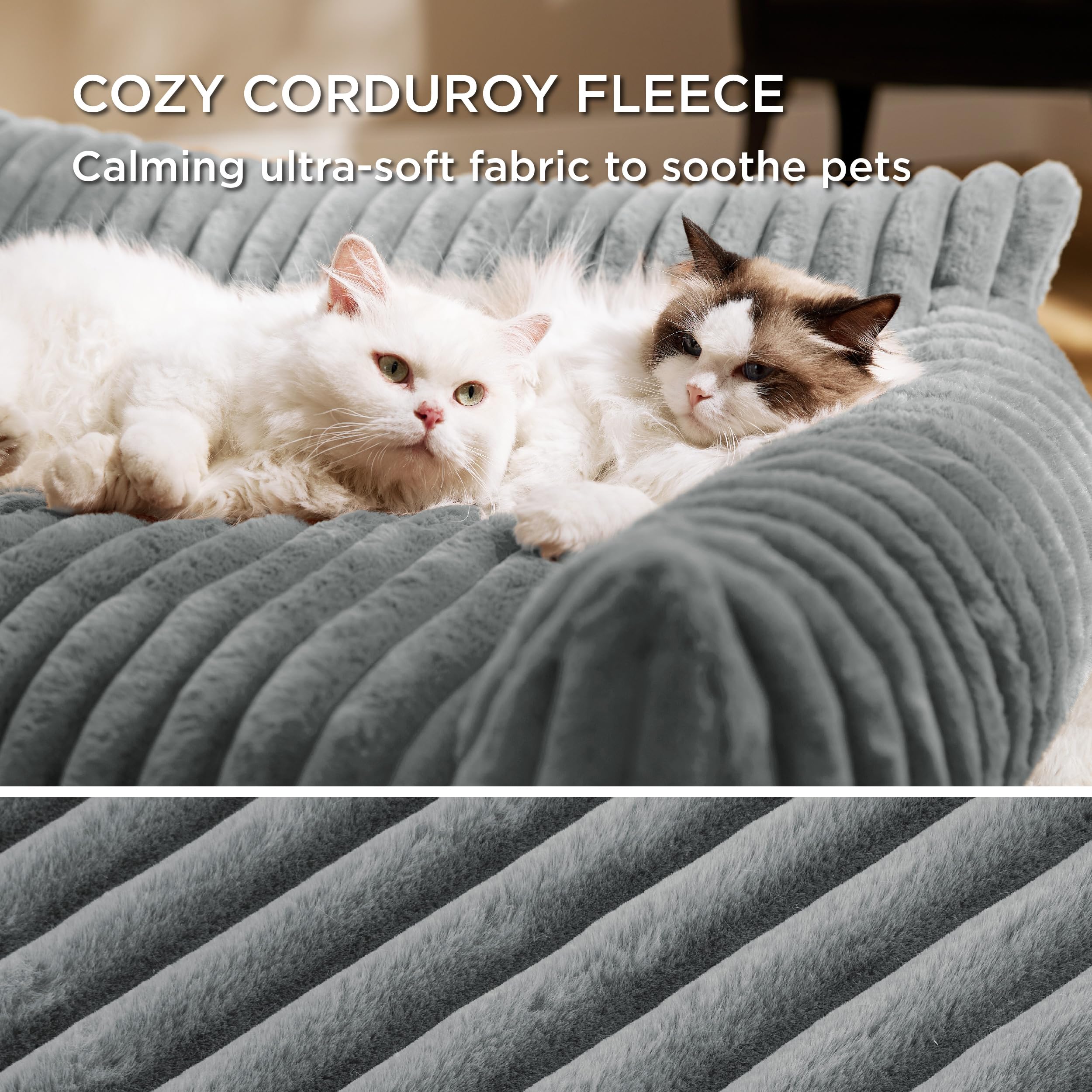 BEDSURE Katzenbett groß orthopädisches Hundesofa - 76x51x25cm Hundebett kleine Hunde waschbar Katzensofa große Katzen rutschfeste Katzencouch, dunkelgrau