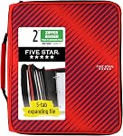 Five Star Zipper Binder, 2 Inch 3 Ring Binder, 6-Pocket Expanding File, Durable, Black (72536)