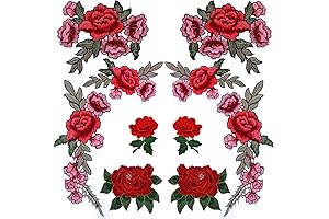 BronaGrand 5 Pairs Rose Embroidered Patches