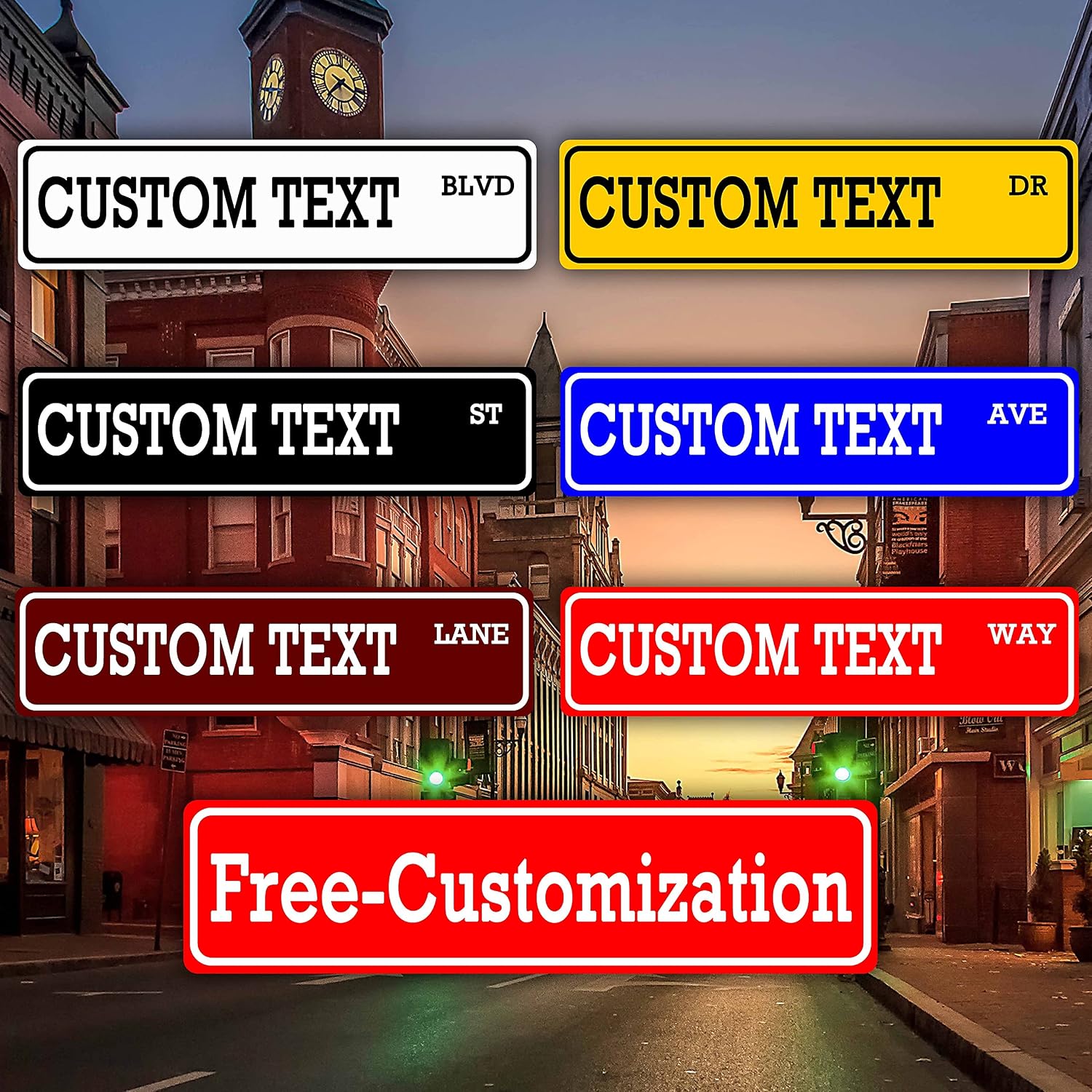TESCCA 16'' x 4'' Wall Decoration Road Sign Personalized Lettering Customized Street Sign Design Metal Tin Sign Customized Text Outdoor Way Blvd Dr Loop