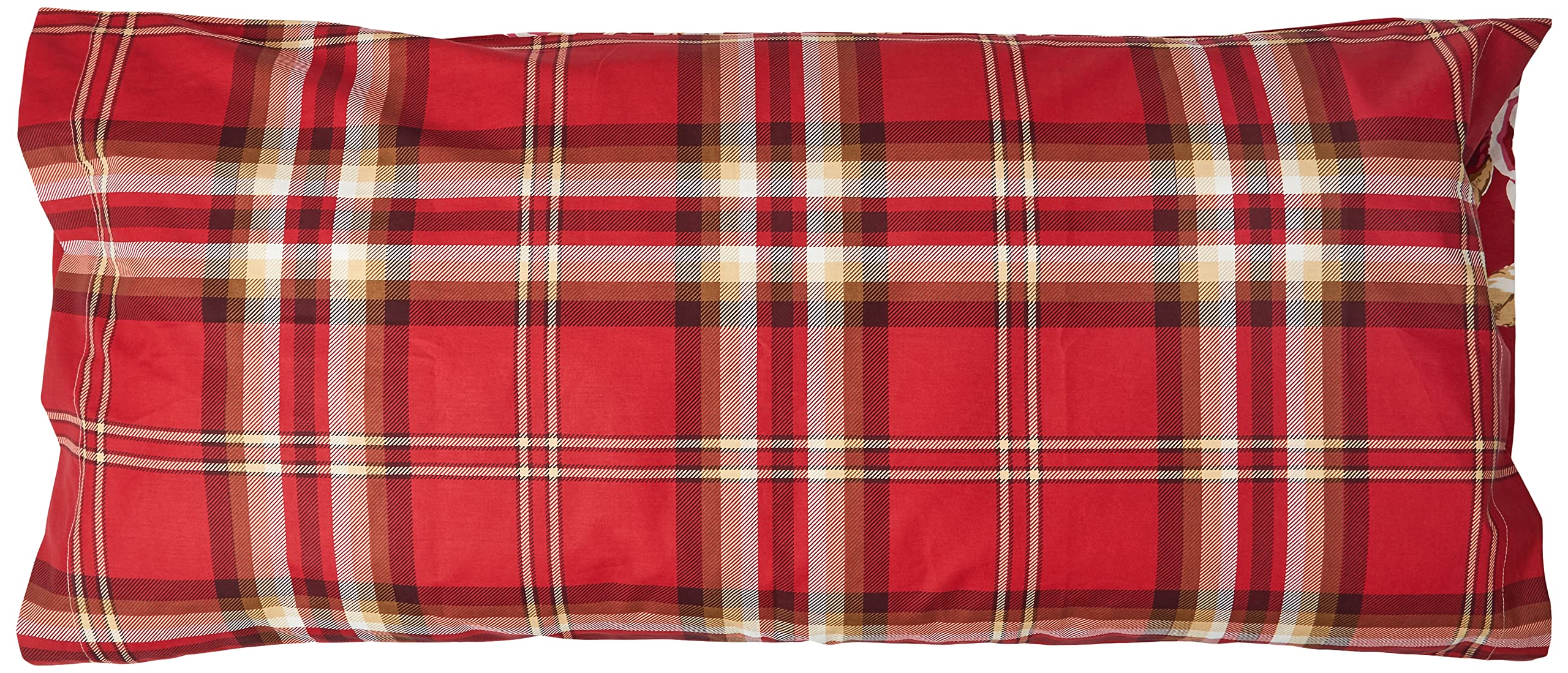 Catherine Lansfield Wende-Bettwäsche King Size – Hirsch & Karo-Muster, Polybaumwolle, Rot