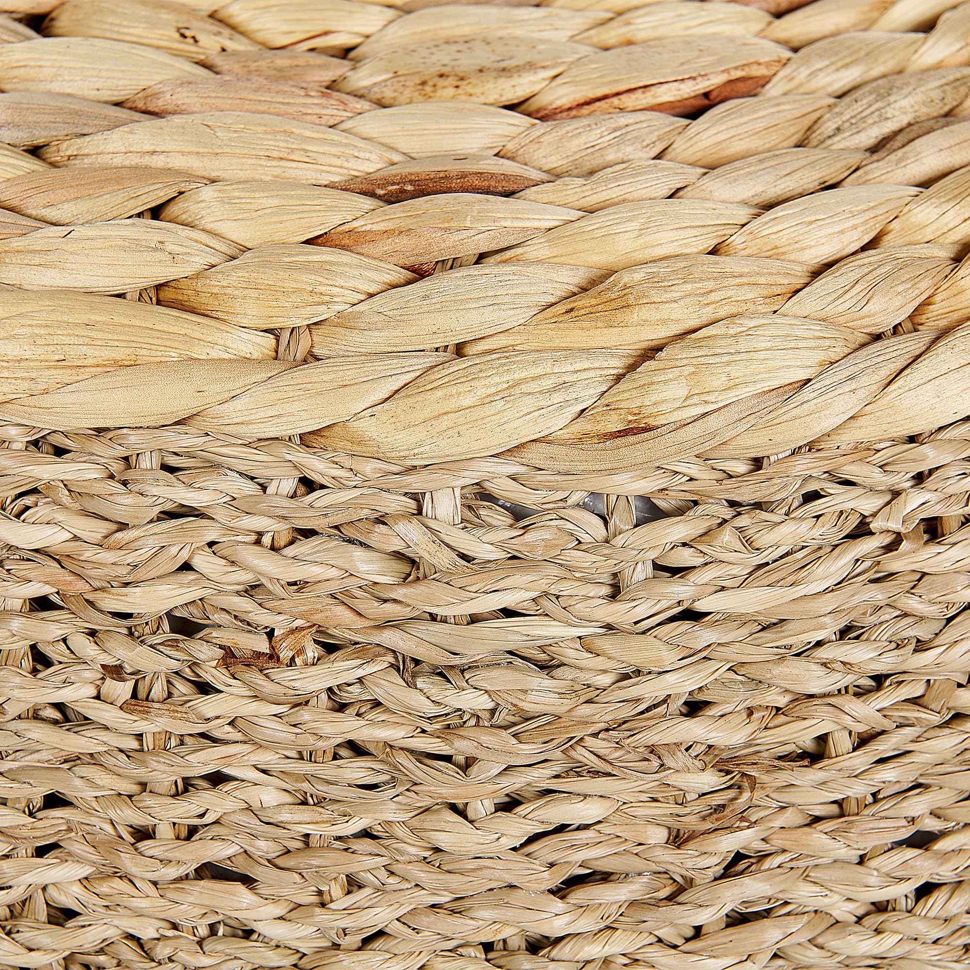Beliani Pouf Wasserhyazinthe/Seegras natürlich beige rund ⌀ 50 cm geflochten Backan