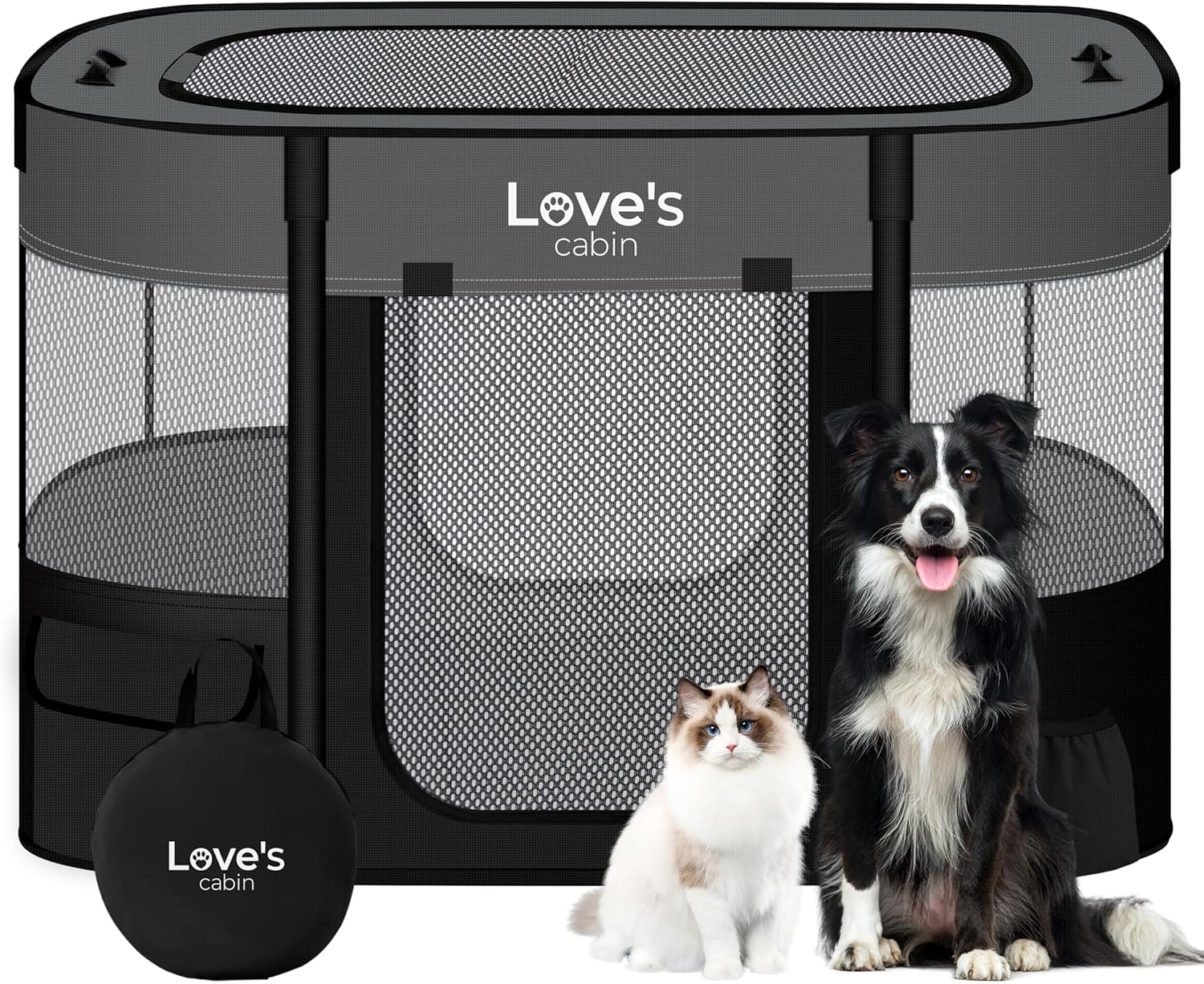 Love’s Cabin Small Dog Tent Crates Cage Indoor/Outdoor, Portable Exercise Playpen for Dog and Cat, Foldable Pop Up Dog Kennel Playpen with Carrying Case (Grey) Love’s Cabin Small Dog Tent Crates Cage Indoor/Outdoor, Portable Exercise Playpen for Dog and Cat, Foldable Pop Up Dog Kennel Playpen with Carrying Case (Grey)