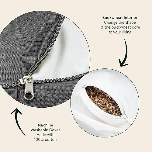 Miniatura 2 de Retrospec Sedona Zafu - Cojín de meditación con relleno de casco de trigo sarraceno, soporte ajustable para equipos de yoga y pilates, funda de