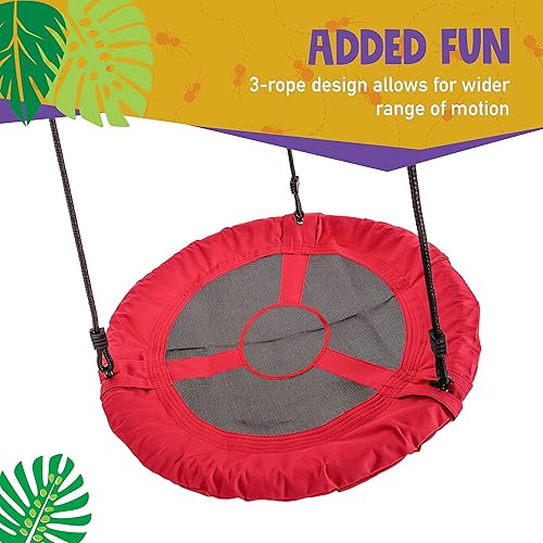 Miniatura 4 de Jack and June Columpio redondo rojo de 30 pulgadas de diámetro que soporta hasta 300 libras de swing