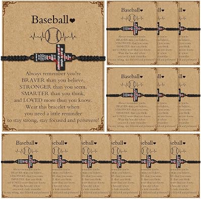 Aurelema Volleyball Soccer Football Softball Baseball Basketball Bracelets Gifts Adjustable Cross Charm Bracelets Party Favor Team Gifts with Inspirational Card for Player Group