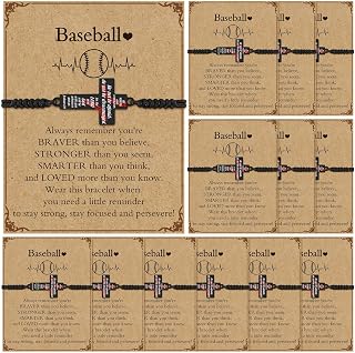 Volleyball Soccer Football Softball Baseball Basketball Bracelets Gifts Adjustable Cross Charm Bracelets Party Favor Team Gifts with Inspirational Card for Teen Player
