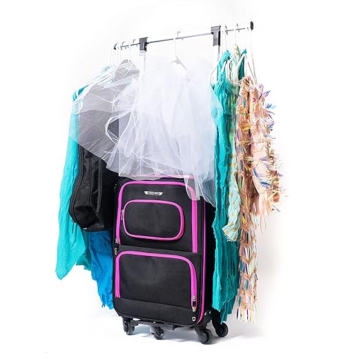 The Dance Angel Suitcase Hot Pink and Black "Neon Classical" Carry-On (Rolling Dance Bag With Costume Rack)