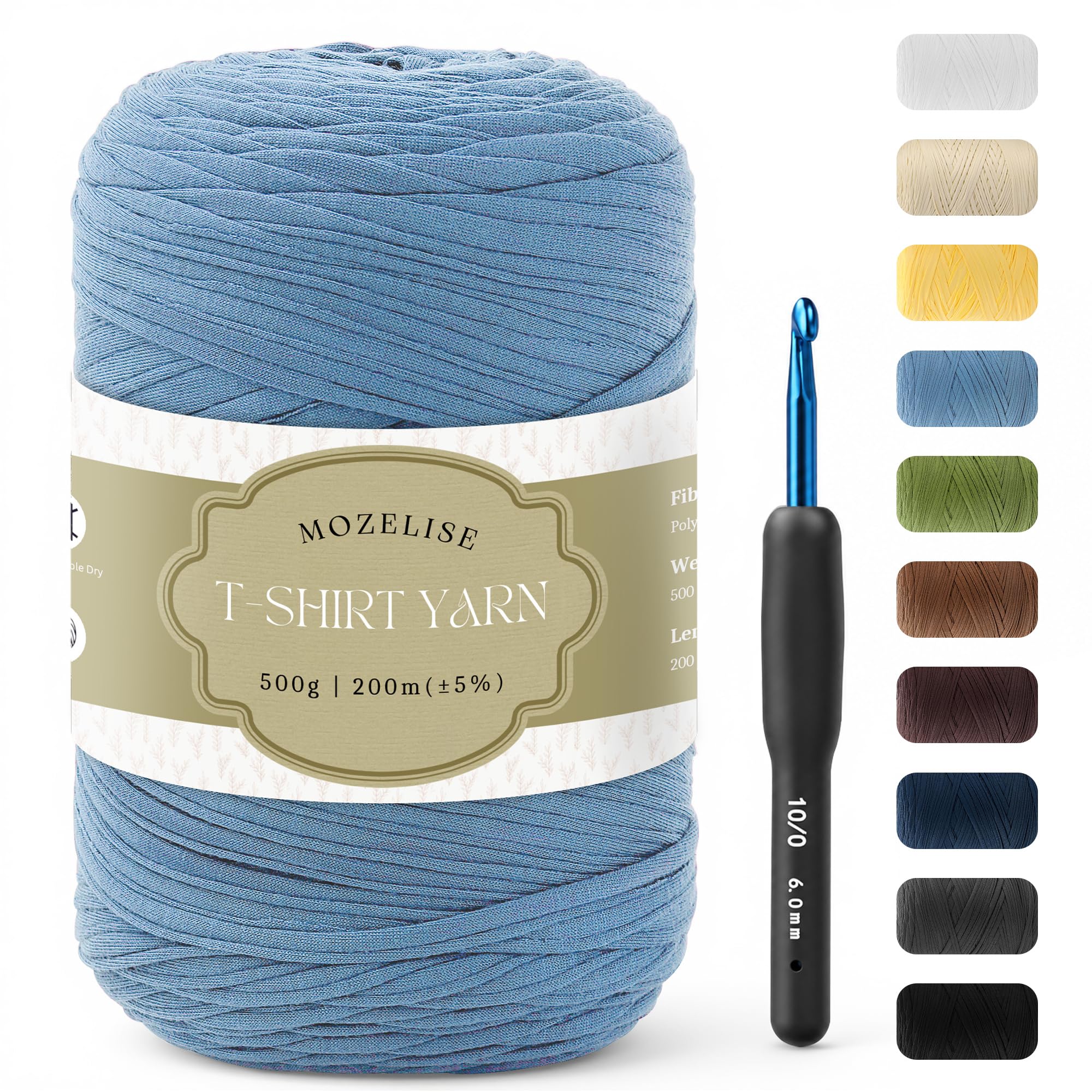 MOZELISE 500g / 200m T-Shirt Yarn for Crocheting & Knitting, Light Blue