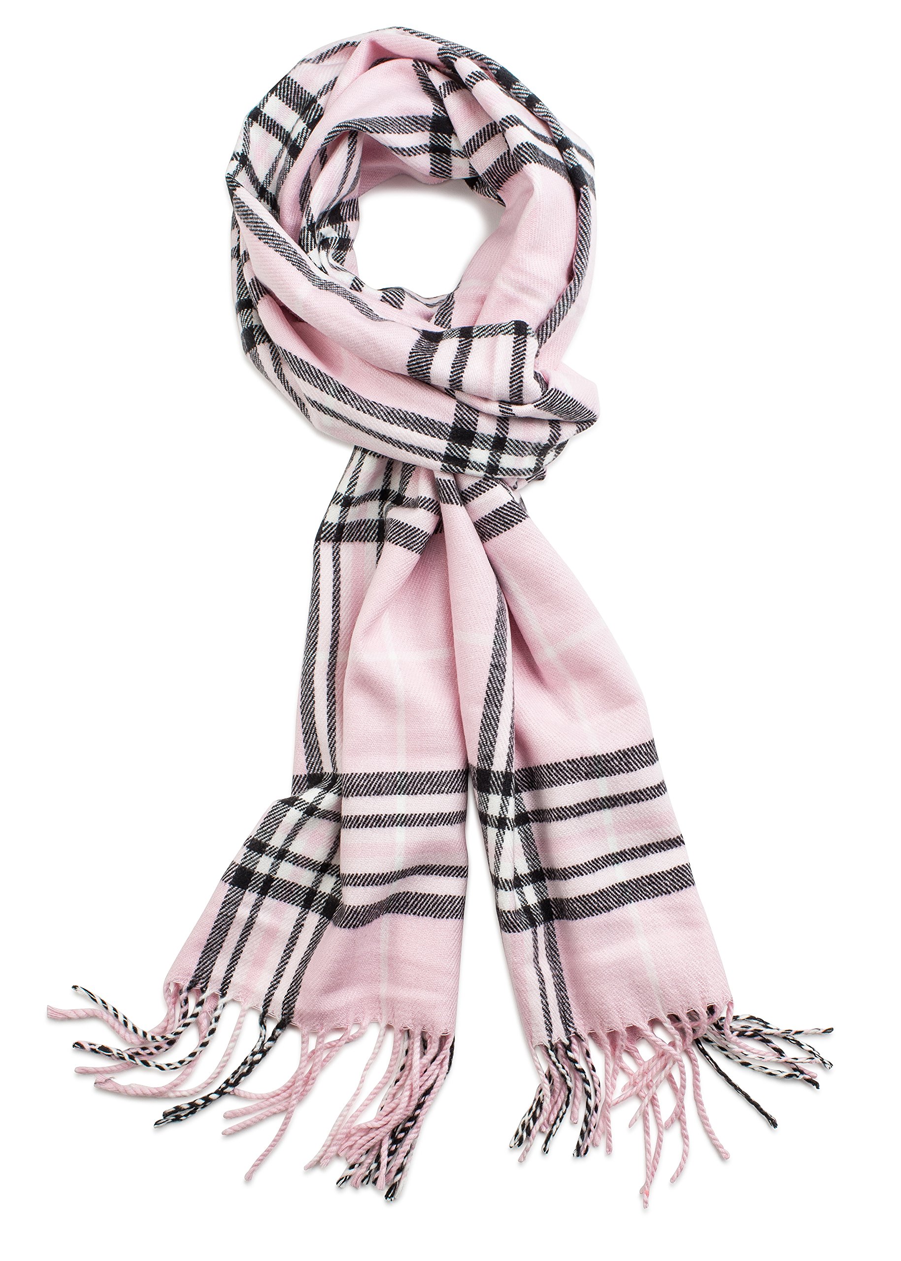 Veronz Super Soft Classic Cashmere Feel Winter Scarf 60 Day Warranty - Pink Plaid