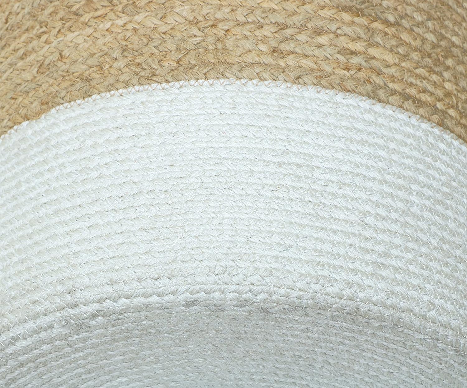 The Home Talk Pouf Ottoman Boho Hand Braided Cord Footrest - 100% Jute Pouffe, Bean Bag, Floor Chair, Perfect for Living Room, Bedroom, Home Décor, 18"x18"x16" - Natural Ivory