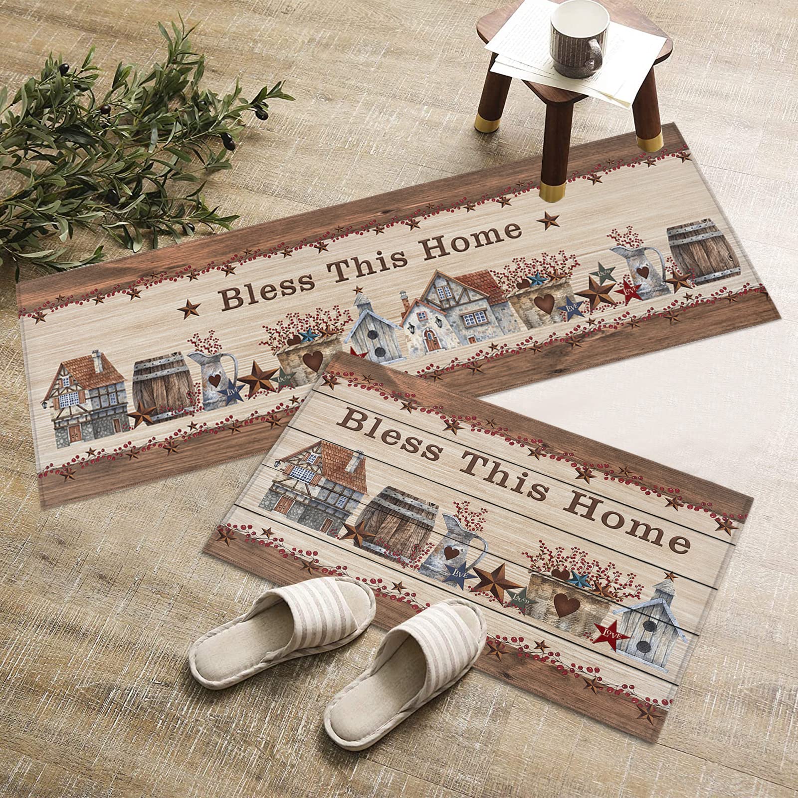 Primitive Country Kitchen Throw Rugs My Country Polyester Rug Rect