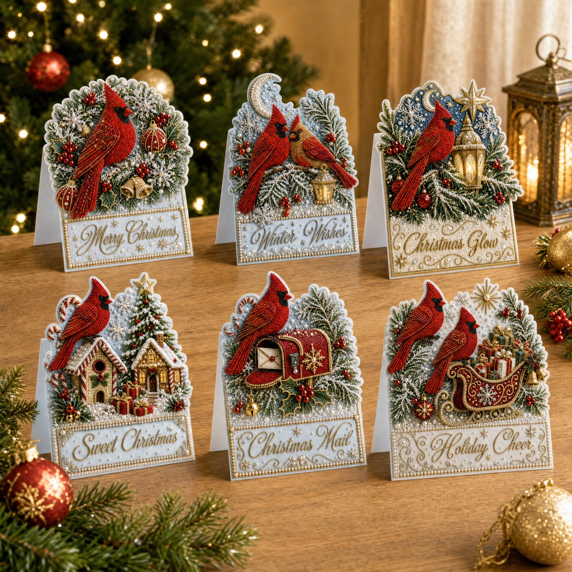 Pearl Diamond Painting Christmas Cards, 3D Cards Christmas (22)