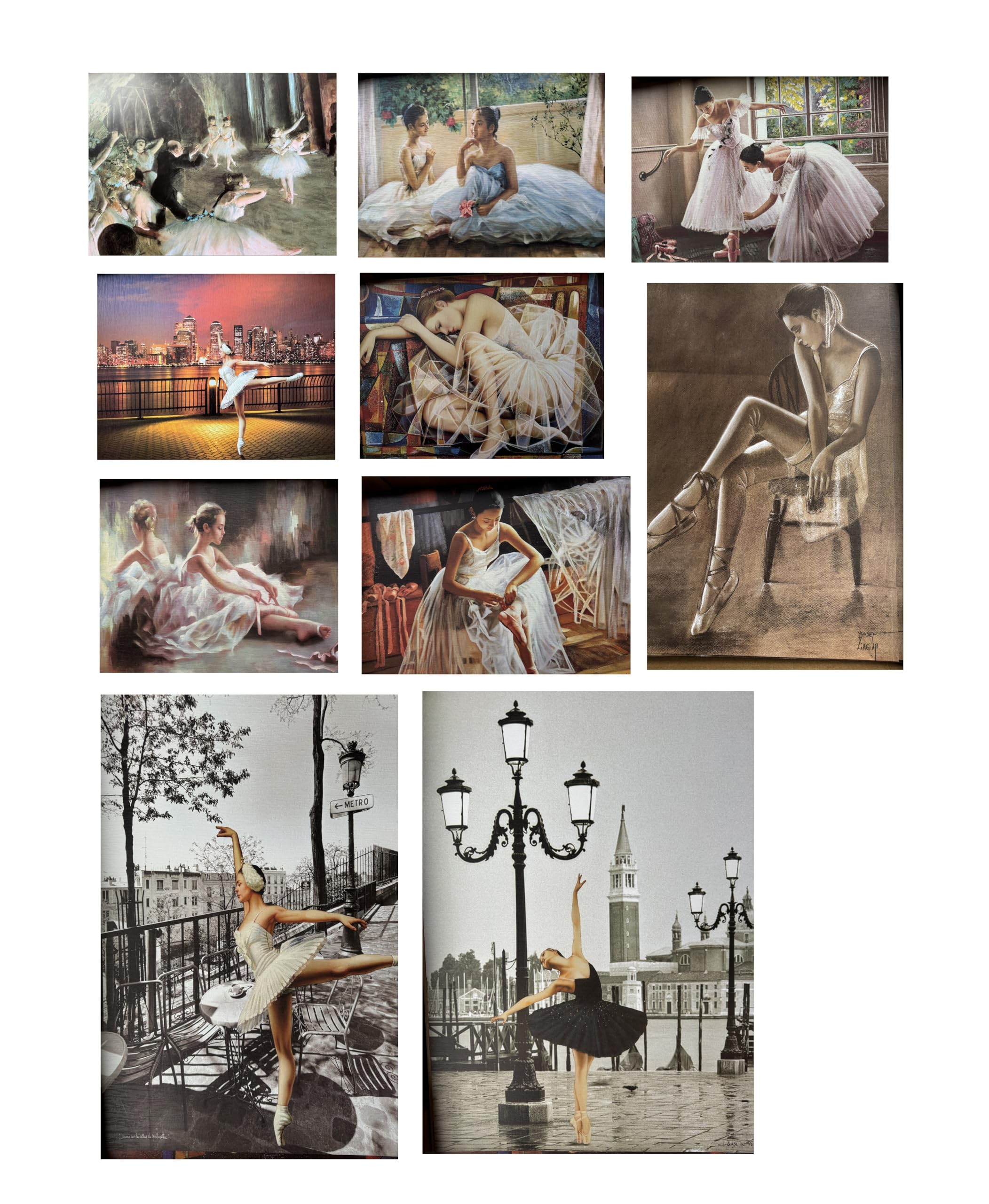 BALLERINA BALLETT TÄNZER BILD FOTO 90X70 CM BILDERRAHMEN BILD BILDER MIT RAHMEN BAROCK Künstler : RAJCO Wandbild Kunstdrucke Gemälde Retro Repro Antik für Cafe Bar Home Büro Praxis 58B
