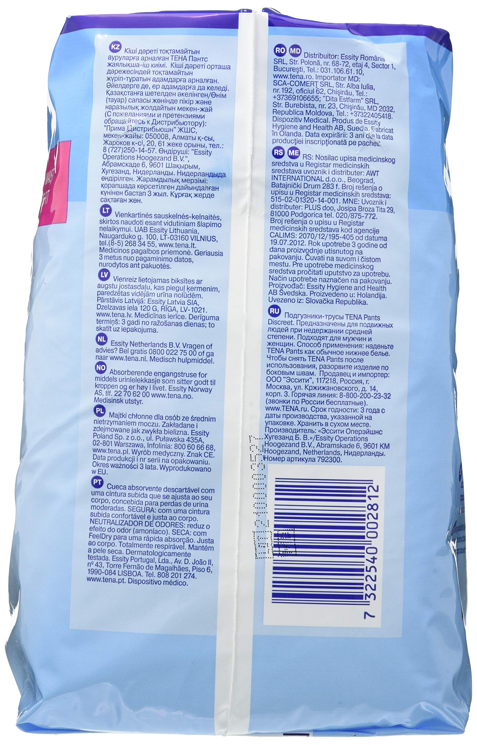 Zestaw 4 spodenek Tena Discreet Medium X 12 75/100 dla dorosłych, absorbuje higienę Intima Femine