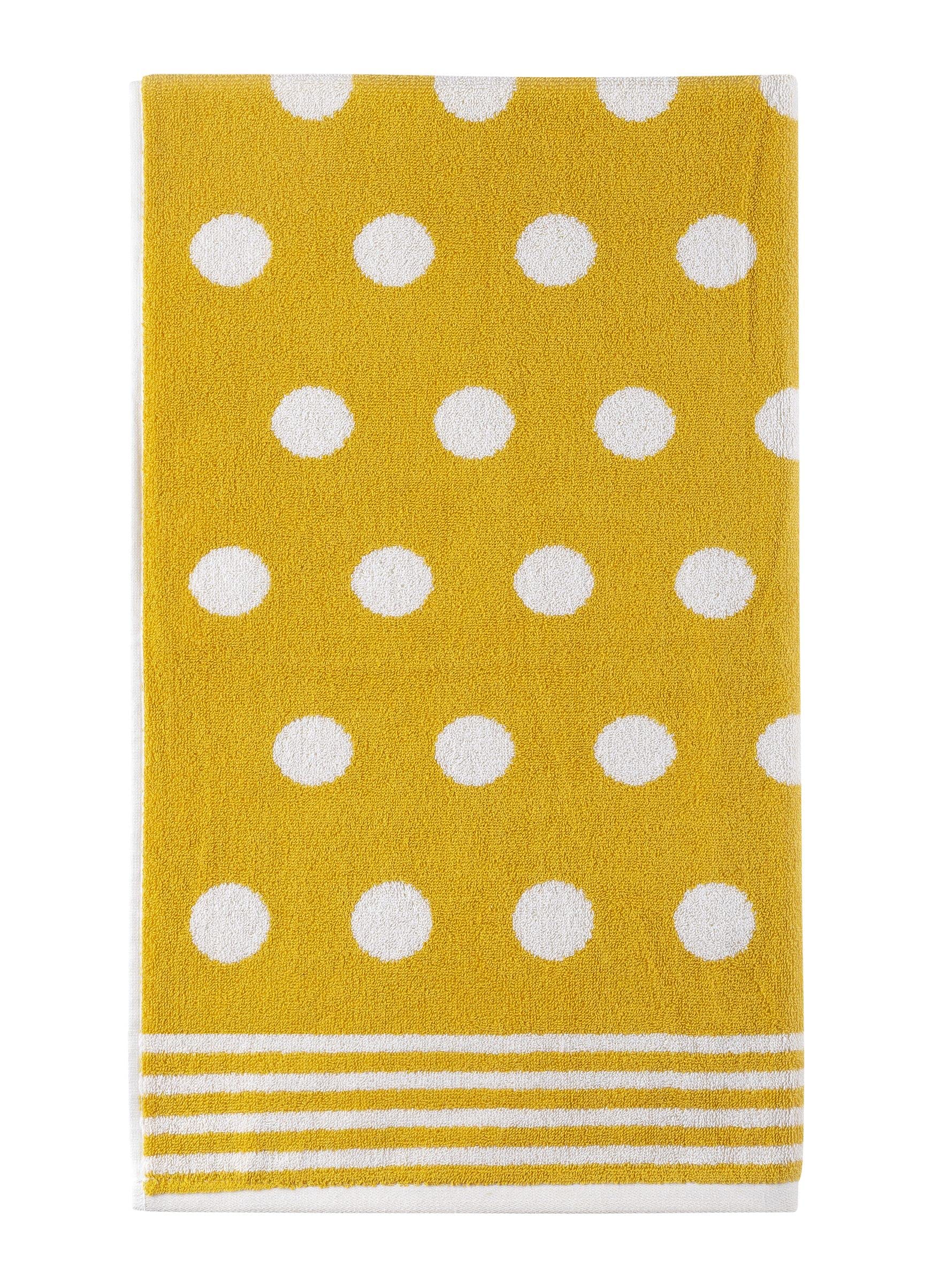 La Maison Jacquard Circles Polka Dots 100% Cotton 500GSM Luxury Hand Towel Bath Towel Super Soft Highly Absorbent Everyday Use (50cm x 80cm Hand Towel, Ochre)