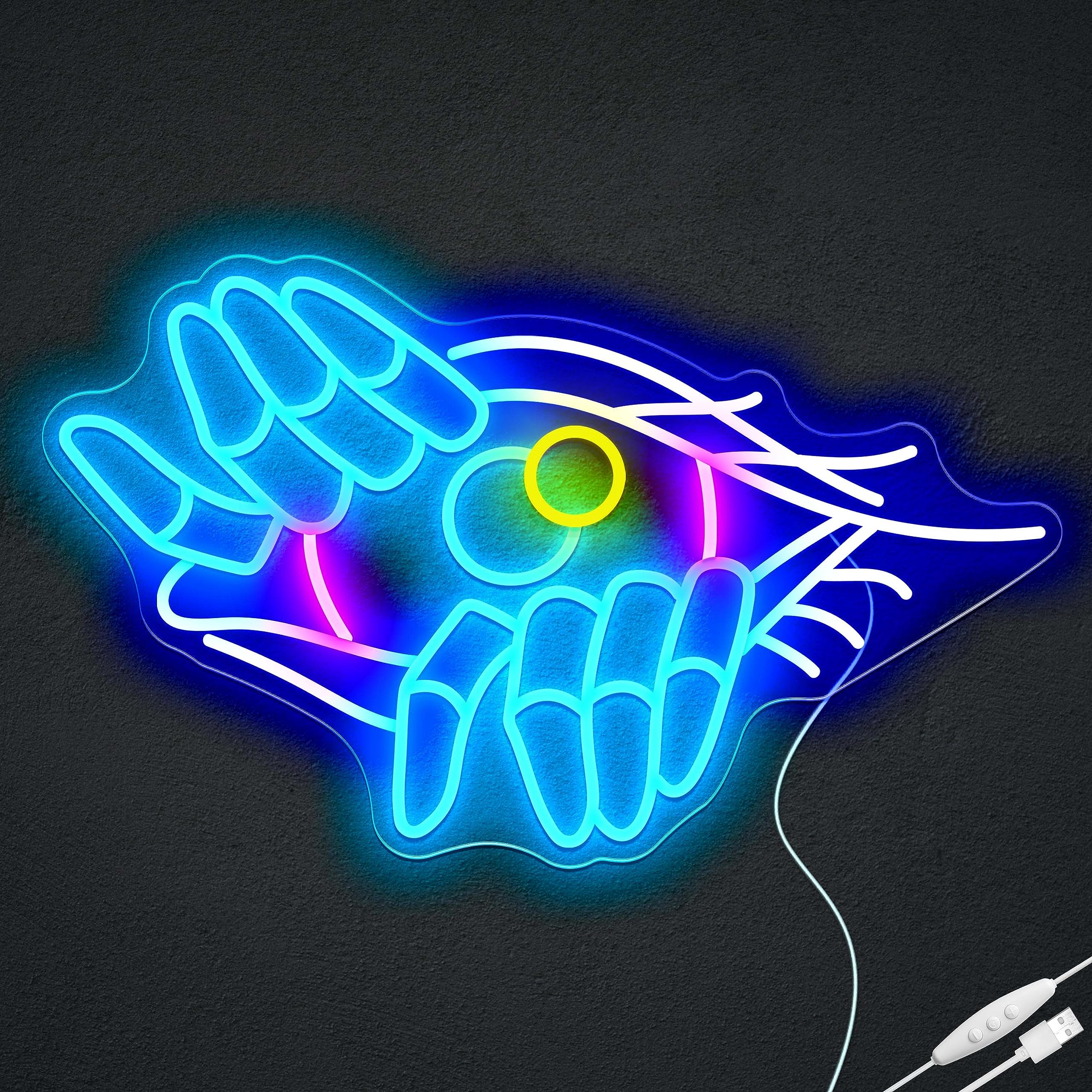 Photo 1 of Open The Evil Eye Neon Sign for Wall Decor, Horror Decor Aesthetic Evil Eye LED Neon Light, Evil Eyes Decor for Bedroom, Game Room, Man Cave, Party, Halloween Room Decor Neon Light Sign