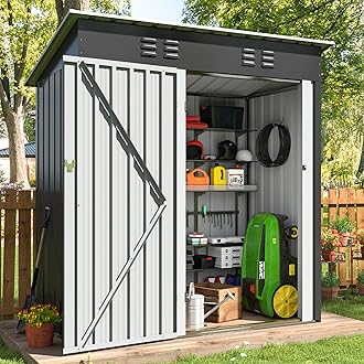 4.5x2.5 FT Outdoor Storage Shed, Large Garden Shed with Updated Frame Structure and Lockable Doors, Metal Tool Sheds for Backyard Garden Patio Lawn, Black