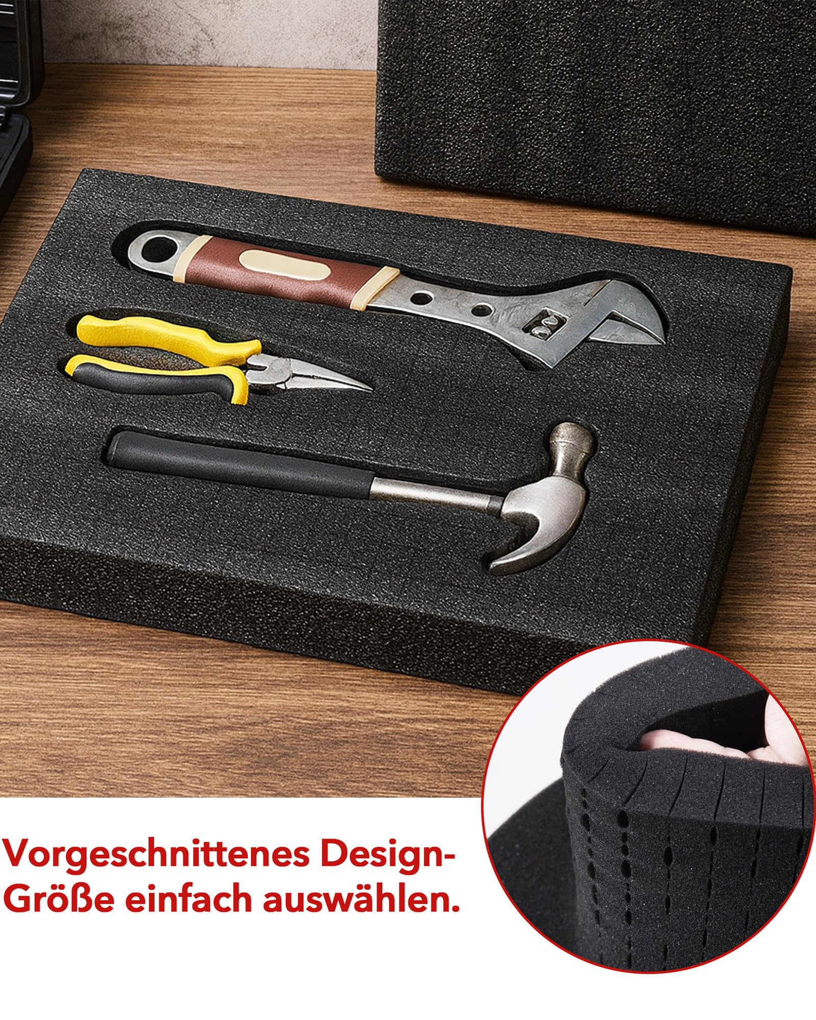 2 piezas de espuma de cuadrícula de espuma negra: 405 x 305 x 50 mm, espuma en cubos, protección para maletas, para cámara y herramientas de mesa, color negro