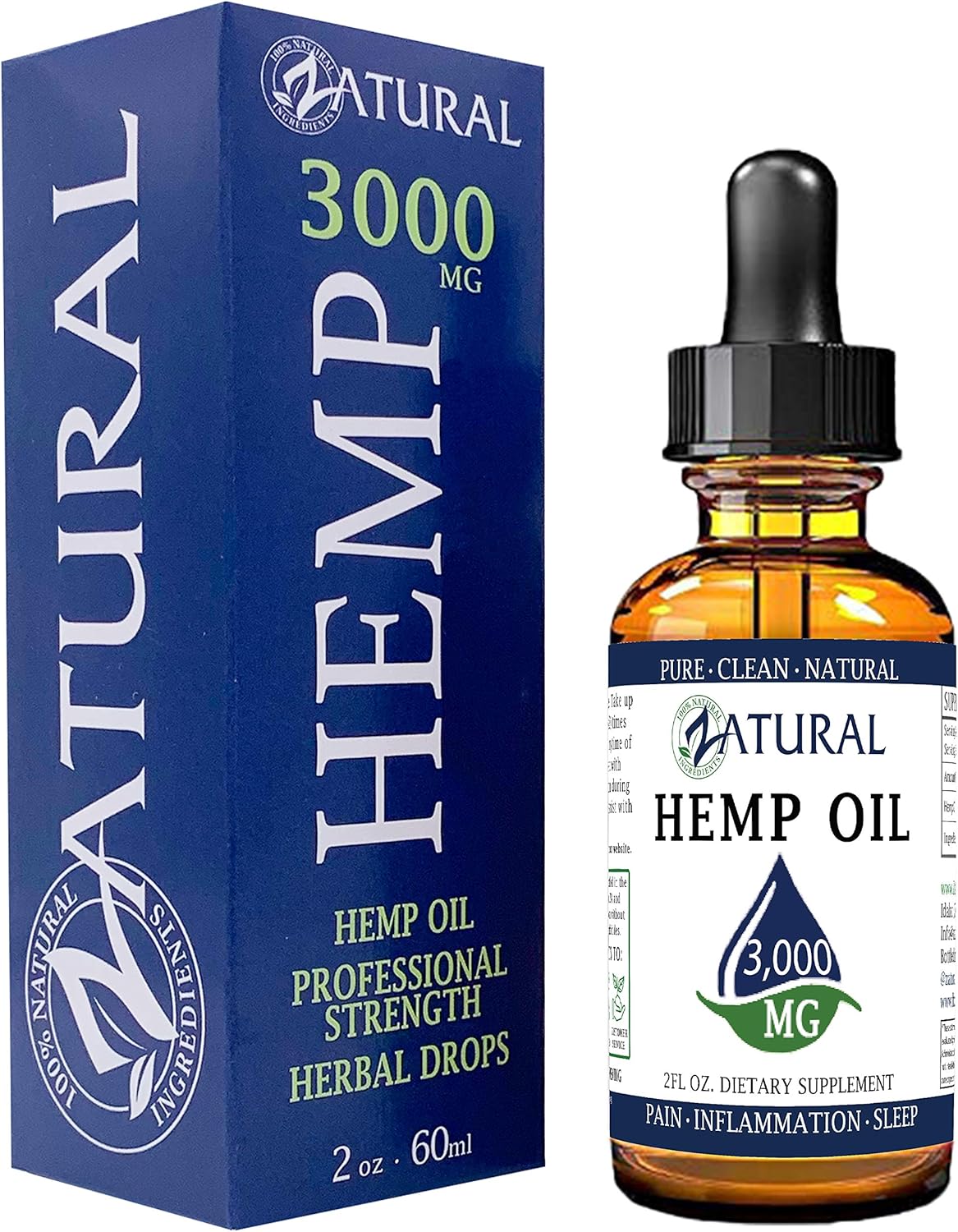 3,000mg Zatural Hemp Oil Drops: Hemp Seed Oil | Rich in Omega 3 & 6 (3,000mg Natural)
