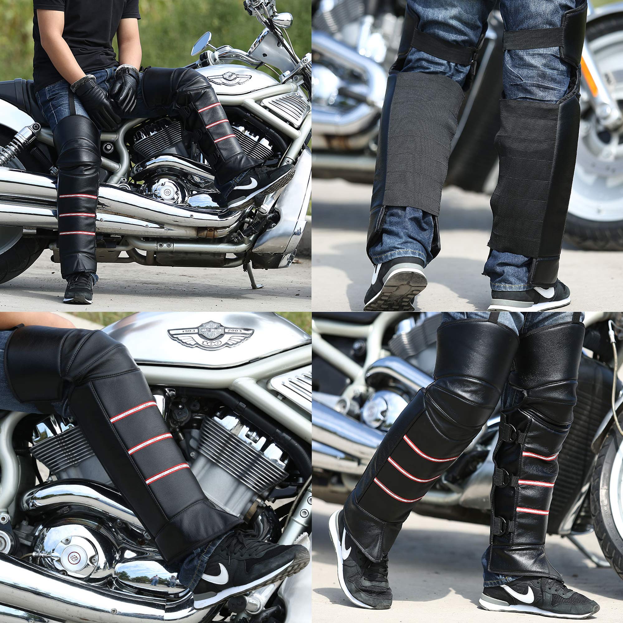 Ginocchiere Moto In Pelle Sintetica - Imbottite, Regolabili, Antivento, Per Dolore E Freddo - Foto 7