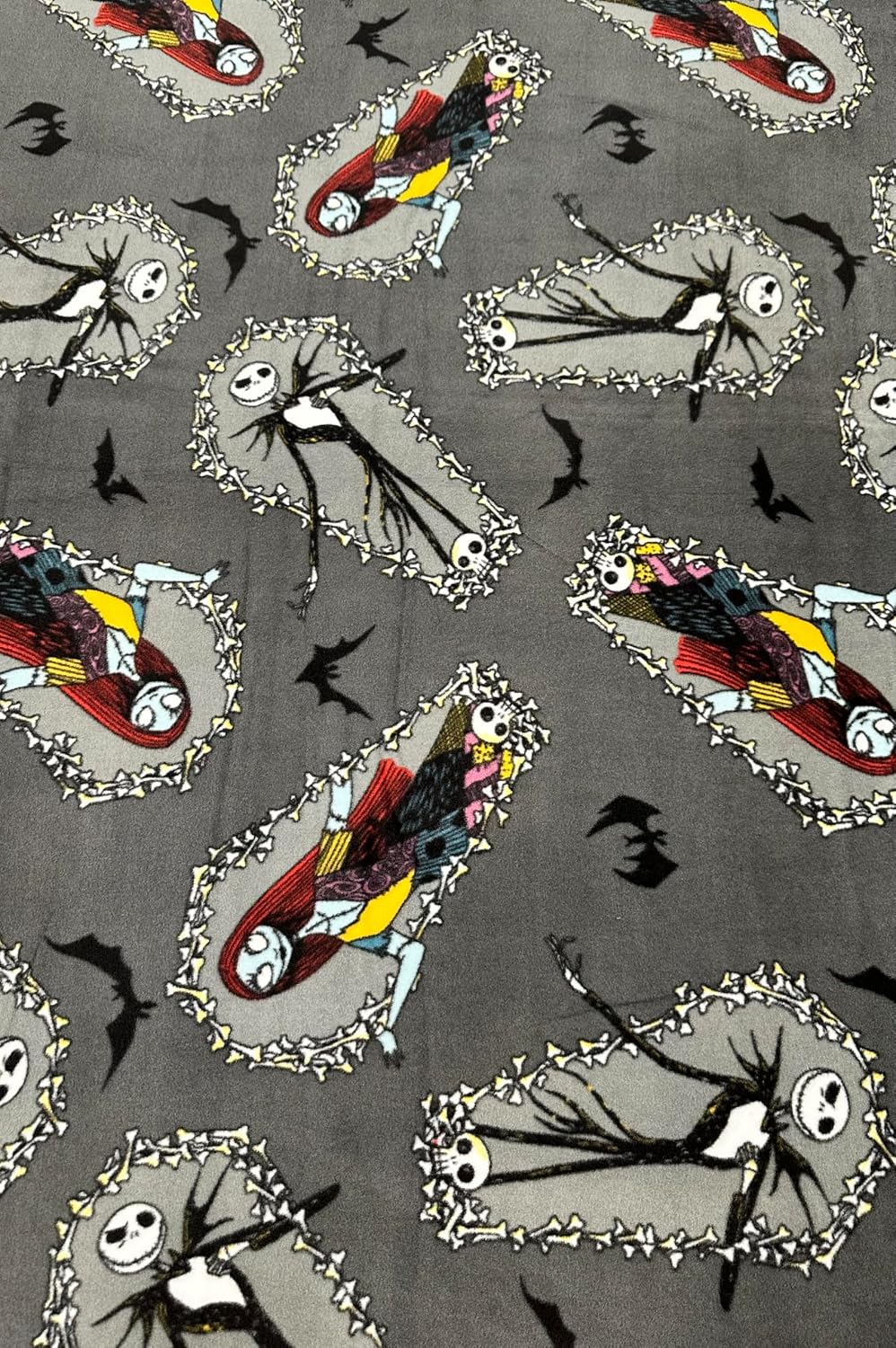 Jack and Sally Skellington Fleece Fabric/Winter Christmas/Sold by The Yard/Anti Pill/Halloween Costumes, Blanket