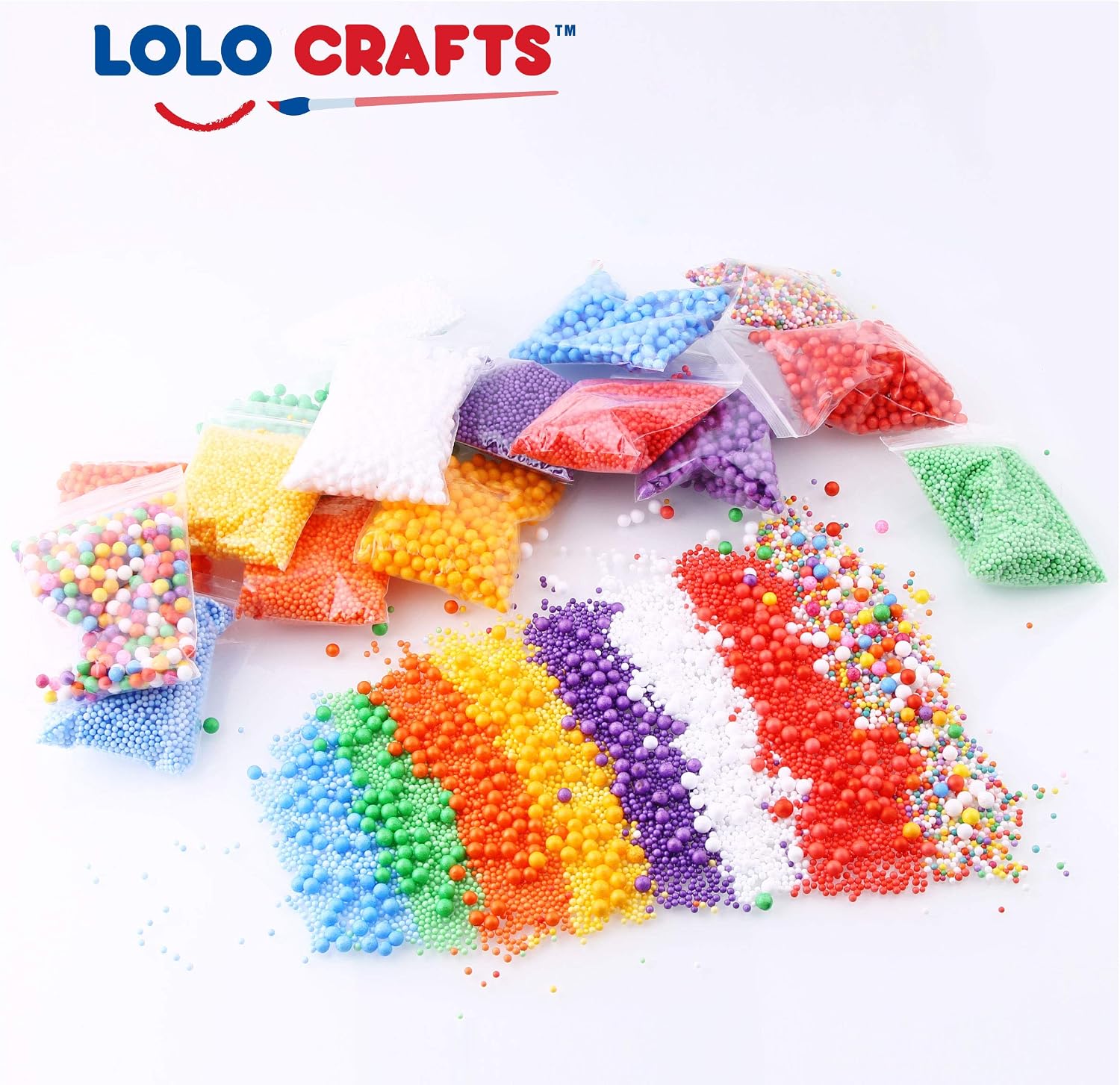 Slime Foam Beads Floam Balls – 18 Pack Microfoam Beads Kit 0.1-0.14 and 0.28-0.35 inch Colors Rainbow Fruit Beads Craft Add ins Homemade DIY Kids Ingredients Flome Styrofoam Supplies Big