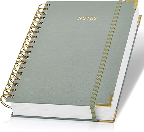 Miniatura 1 de Cuaderno estético grueso en espiral para mujeres en formato B5, moderno cuaderno de notas de lino con rayas universitarias con 300 páginas forradas,