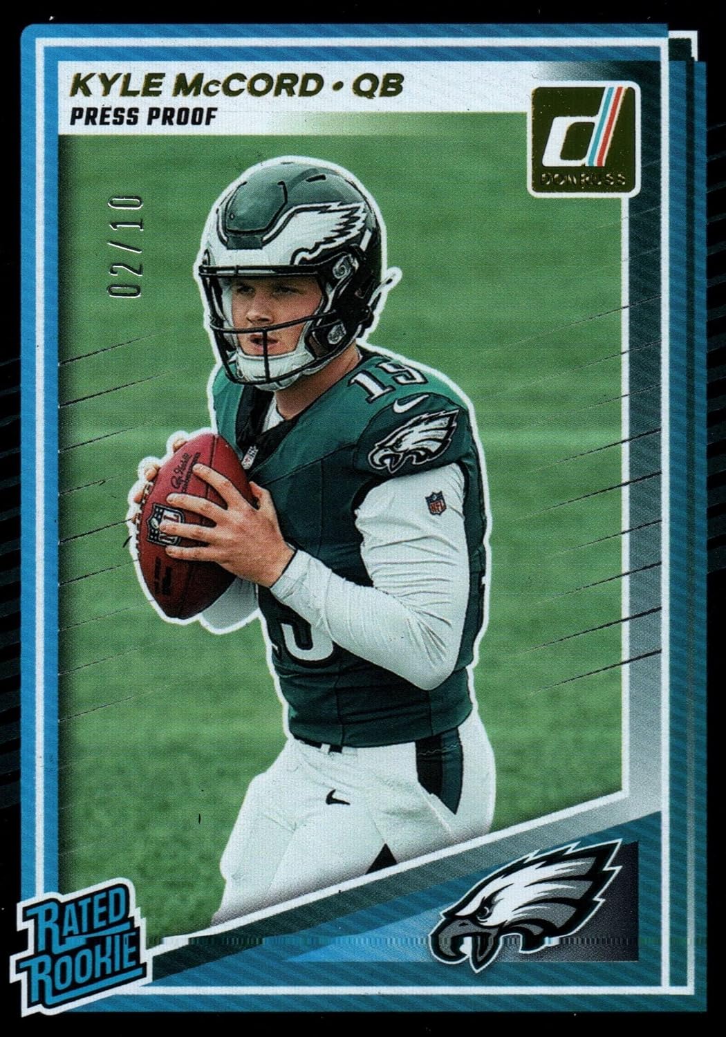 Kyle McCord Rated Rookie Black Press Proof Serial Numbered 2/10 Collectible Basketball Card - 2025 Donruss Basketball Card #325 (Eagles)