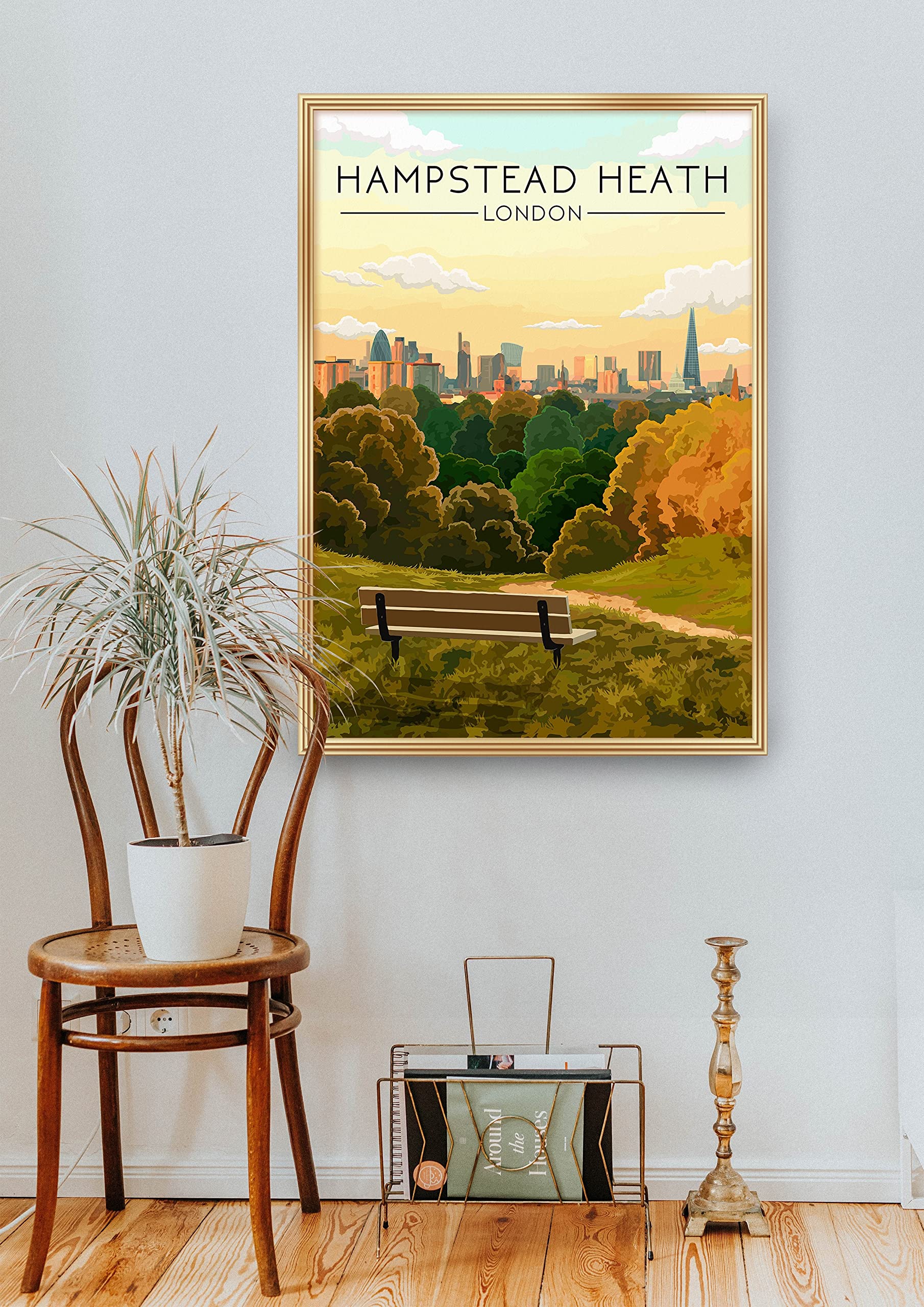 Bucket List Prints Hampstead Heath London Skyline Travel Poster
