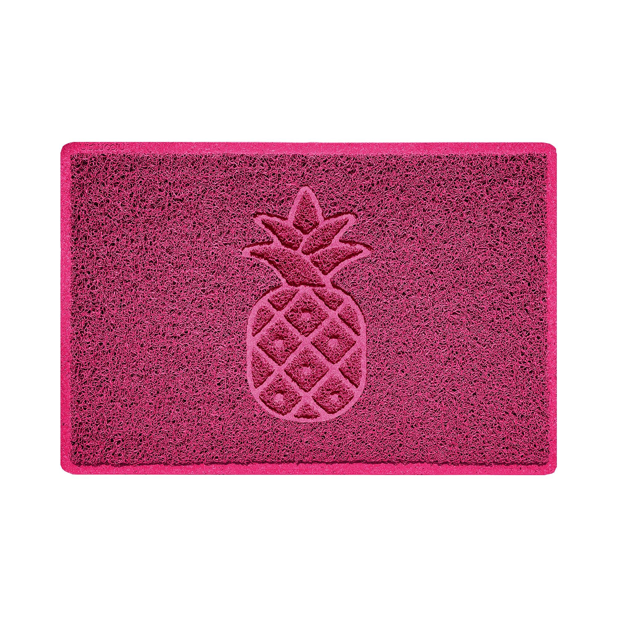 Nicoman Pineapple Embossed Shape Door Mat Dirt-Trapper Jet-Washable Doormat-(Use Indoor or Sheltered Outdoor)- (60x40cm/23.6x15.7inches, Small) Pink
