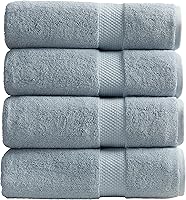 Vista 1 de Springtree Home Blue Bath Towels Set of 4 Classic Hotel Bath Towels 100% Combed Cotton Absorbent Quick-Dry Towels for Bathroom Oeko-TEX®