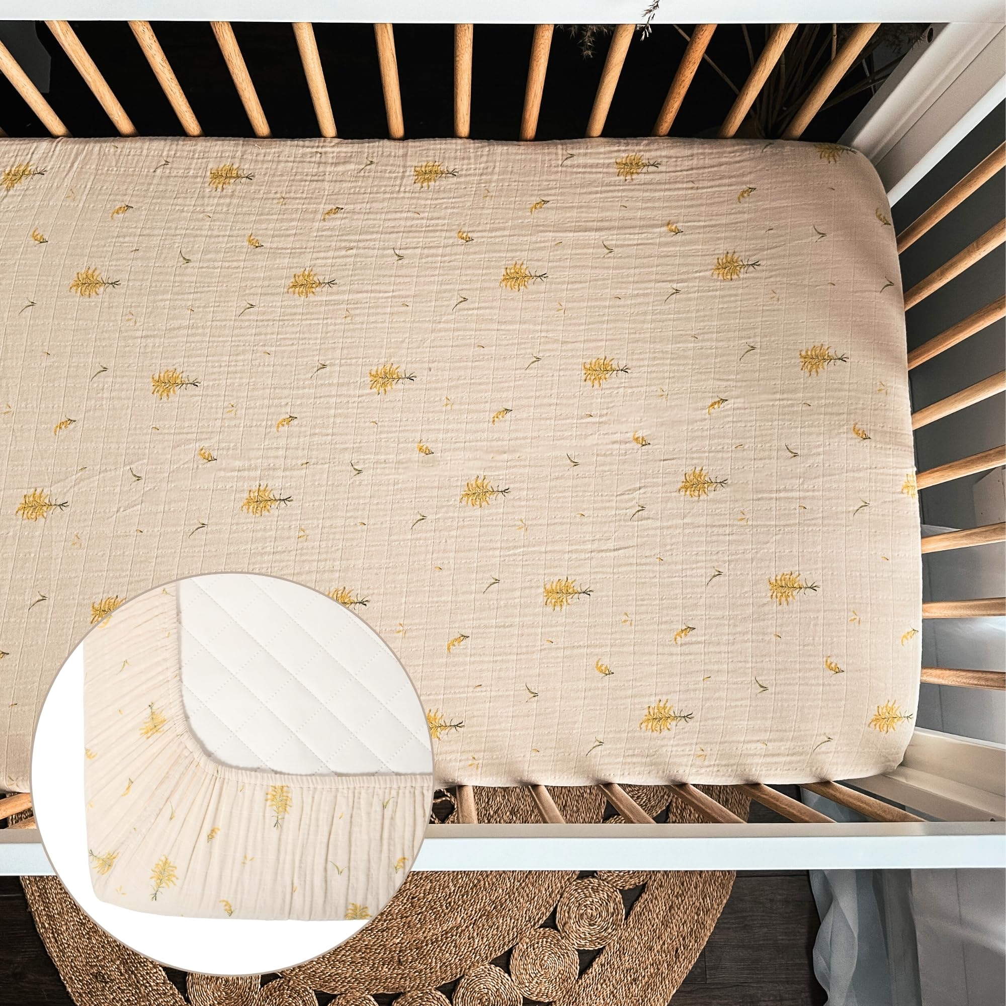 House of Elia 100% Organic Cotton Muslin Crib Sheet | GOTS Certified Fitted Sheet 28