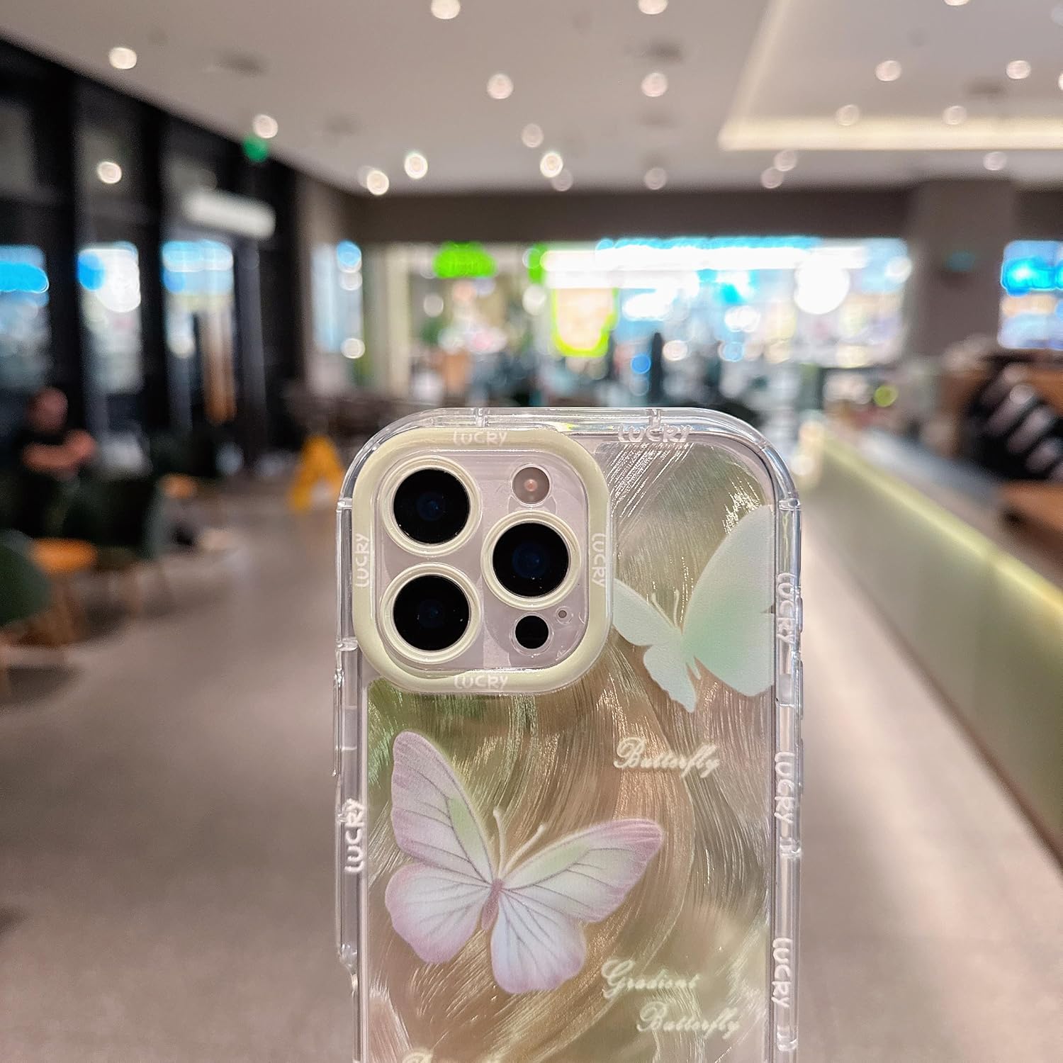 for iPhone 16 Pro Max Case, Light Green Butterfly Pattern Design,Sparkling Laser Case,2-in-1 with Beaded Wrist Strap,Soft TPU Frame, Shockproof and Anti-Shock, Suitable for Women & Girls - Image 4